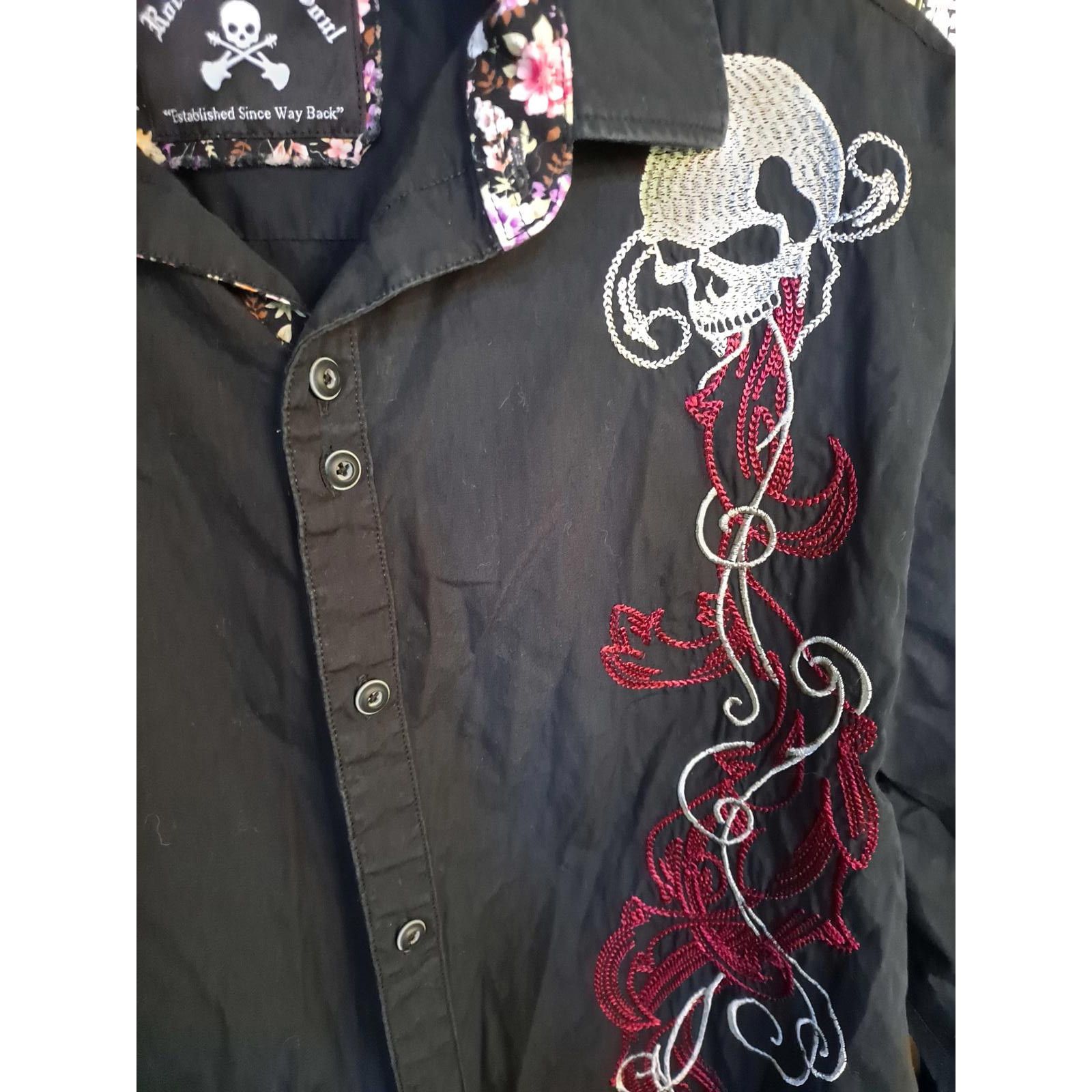 Other Rock Roll N Soul Black Button Up Shirt with Embroidered Skul Size US L / EU 52-54 / 3 - 4 Thumbnail