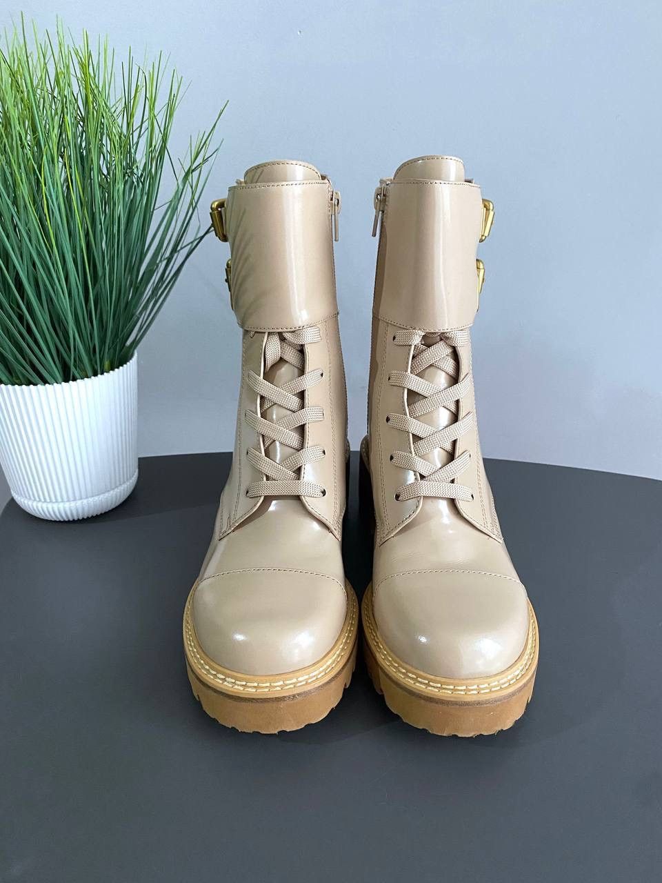 See by Chloe See By Chloe Mallory Lace Leather Buckle Combat Boots, 37 Size US 7 / IT 37 - 9 Thumbnail