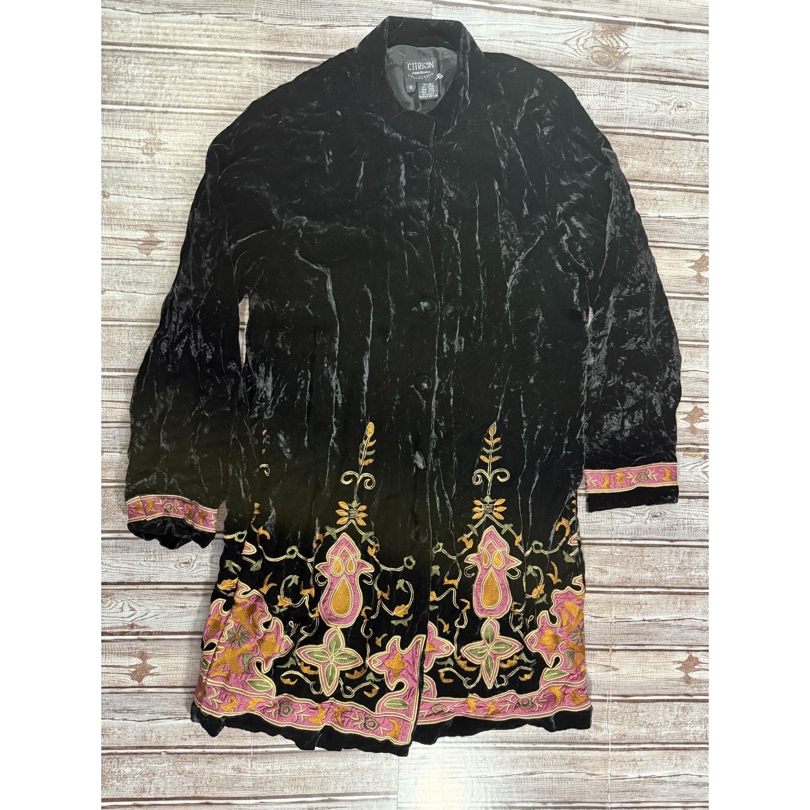 Other Citron Santa Monica Silk Rayon Velvet embroidered long Jacke Size M / US 6-8 / IT 42-44 - 1 Thumbnail