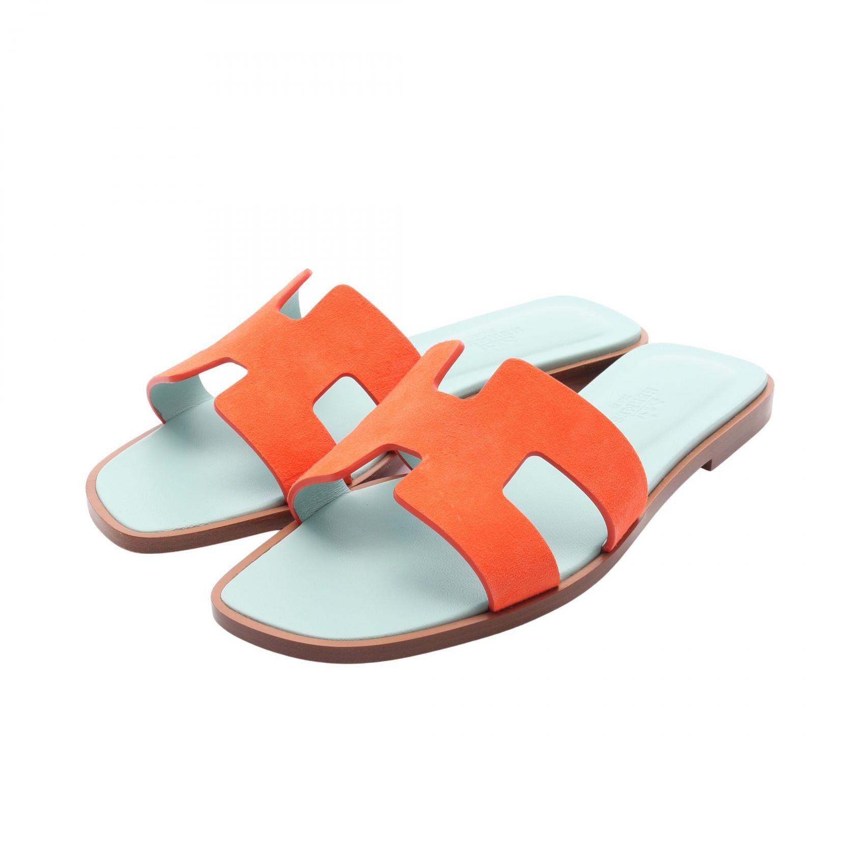 Hermes Hermes Hermes Oran Suede Leather Sandals Suede Shoes Size ONE SIZE - 1 Thumbnail