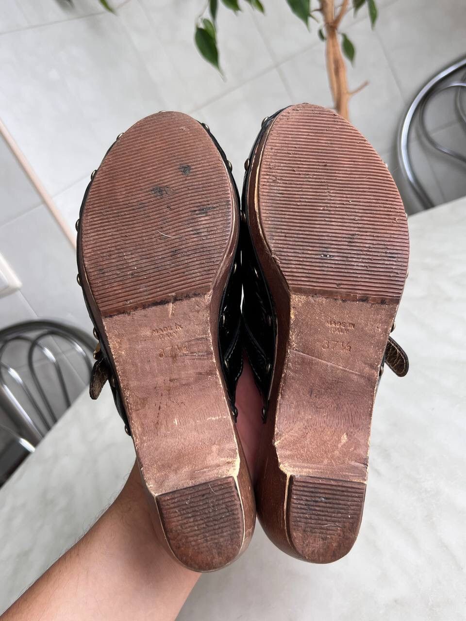 Dolce & Gabbana Dolce & Gabbana Clogs 90s/00s Vintage Sandals Woods Learher Size US 7.5 / IT 37.5 - 10 Thumbnail