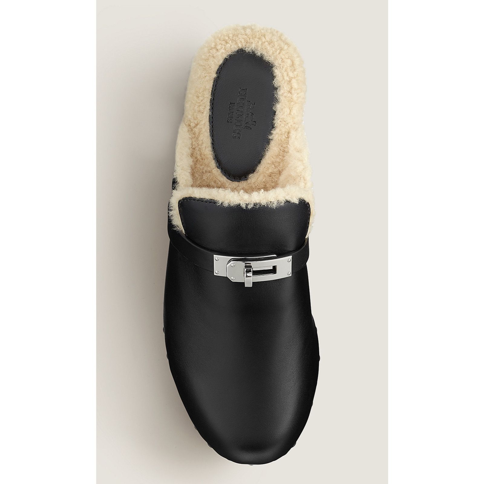 Hermes Hermes Mule Leather Kelly Lock Shearling Fur Slide Flat 37 Size US 7 / IT 37 - 7 Thumbnail