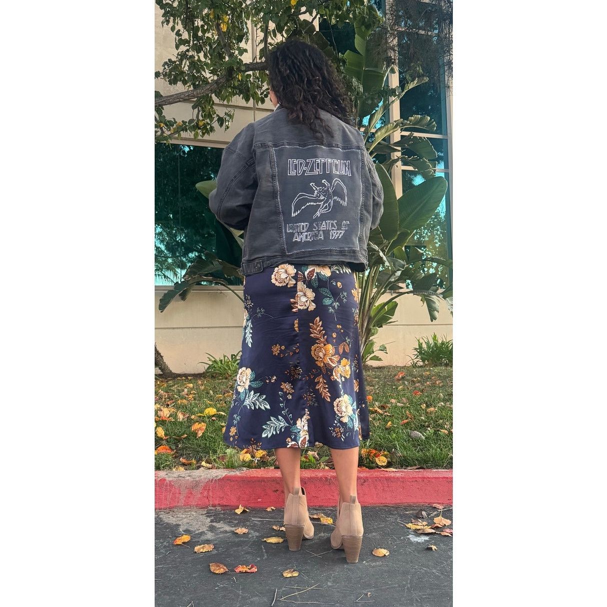 Led Zeppelin LED ZEPPELIN Upcycled Gray Denim Jacket Retro Vintage 2X Size XXL / US 16-18 / IT 52-54 - 1 Thumbnail