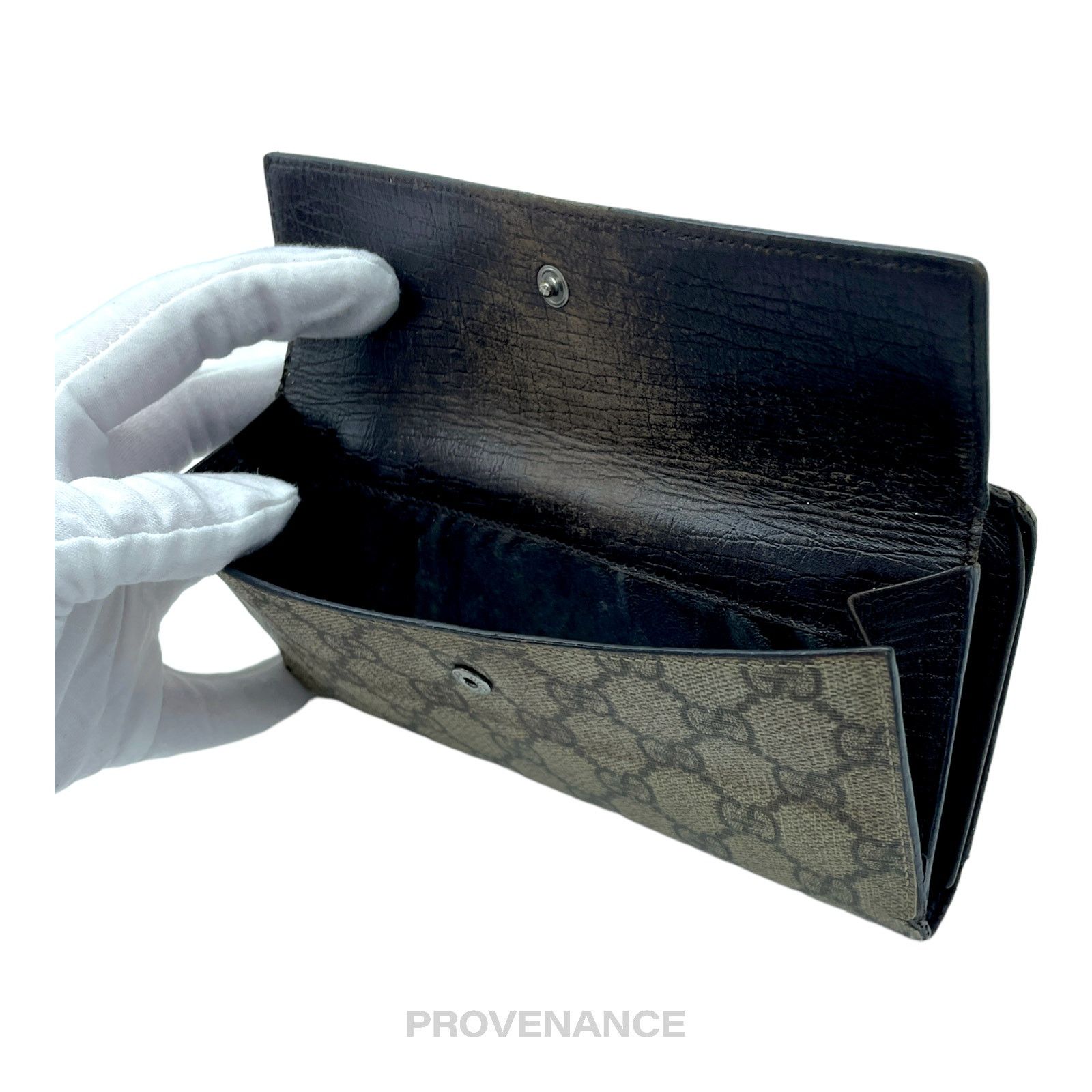Gucci 🔴 Gucci Long Wallet - GG Supreme Brown Size ONE SIZE - 8 Thumbnail