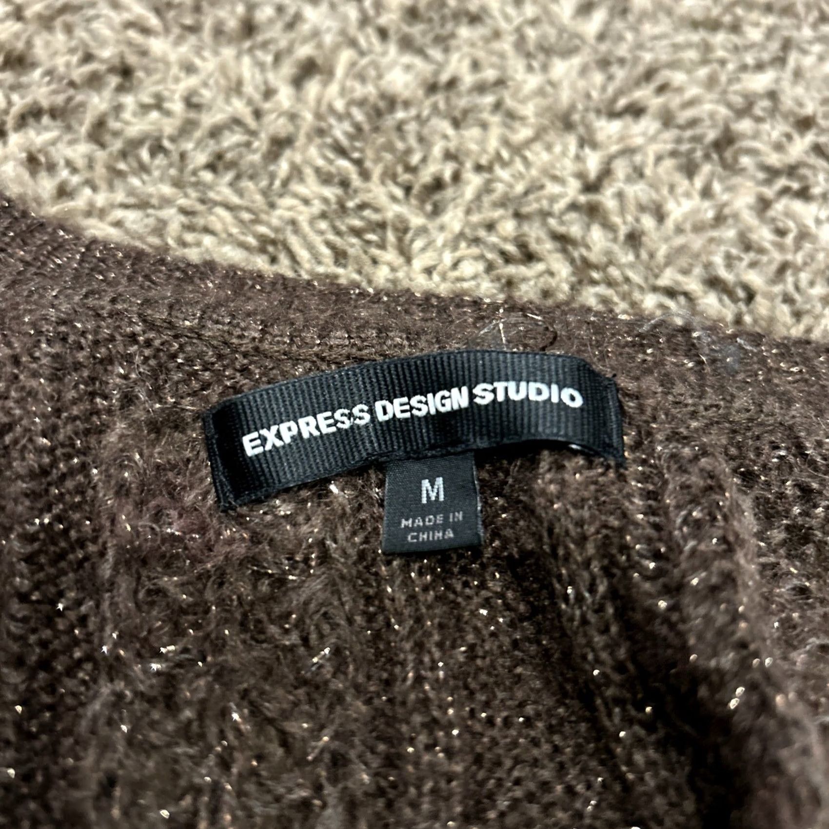 Express Express Blouse Shirt Knit Acrylic Round Neck Short Sleeve Brown M Women’s Regular Size M / US 6-8 / IT 42-44 - 2 Thumbnail