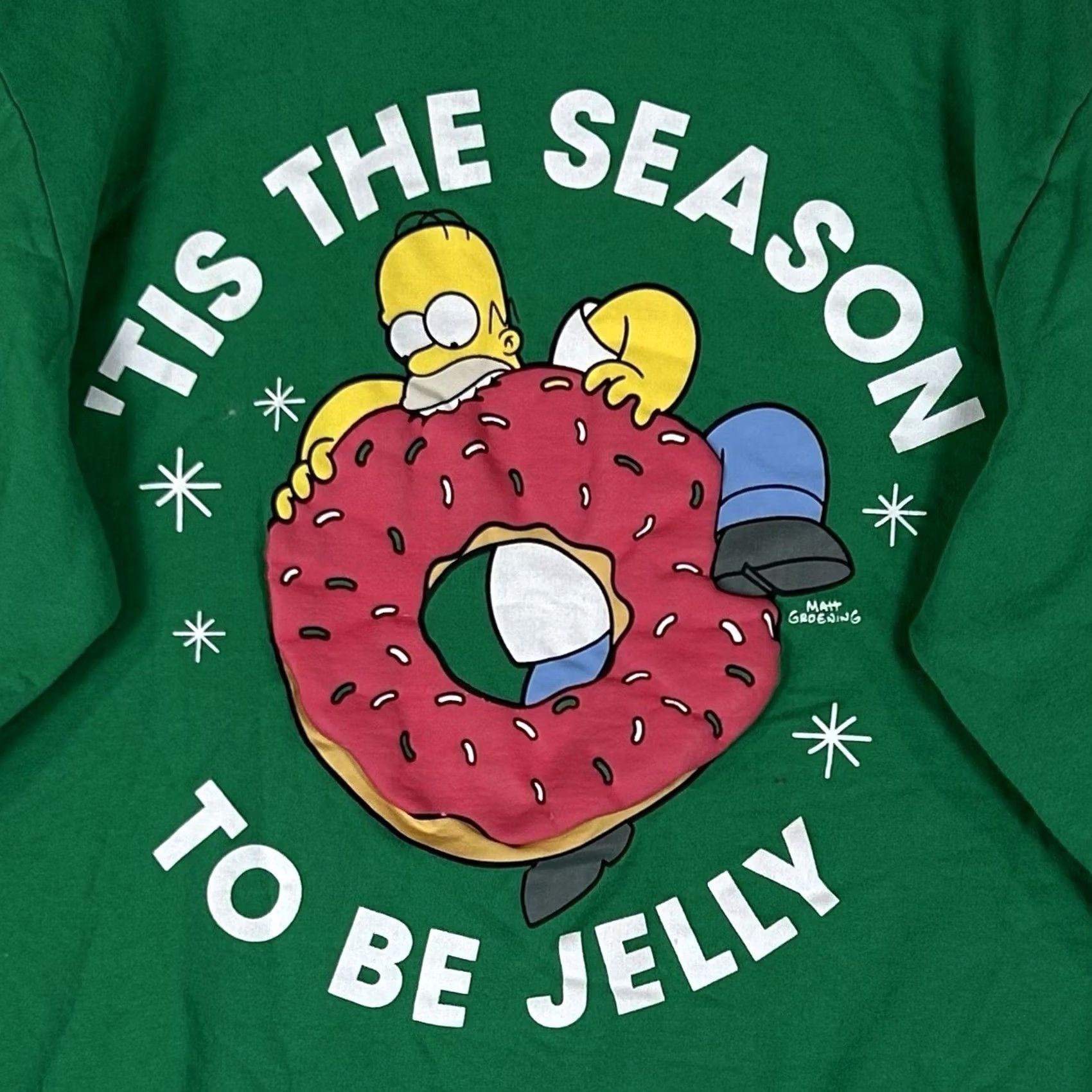 Vintage The Simpsons' Tis the Season to be Jelly Funny Sweatshirt Mens Medium Green Xmas Size US M / EU 48-50 / 2 - 2 Thumbnail