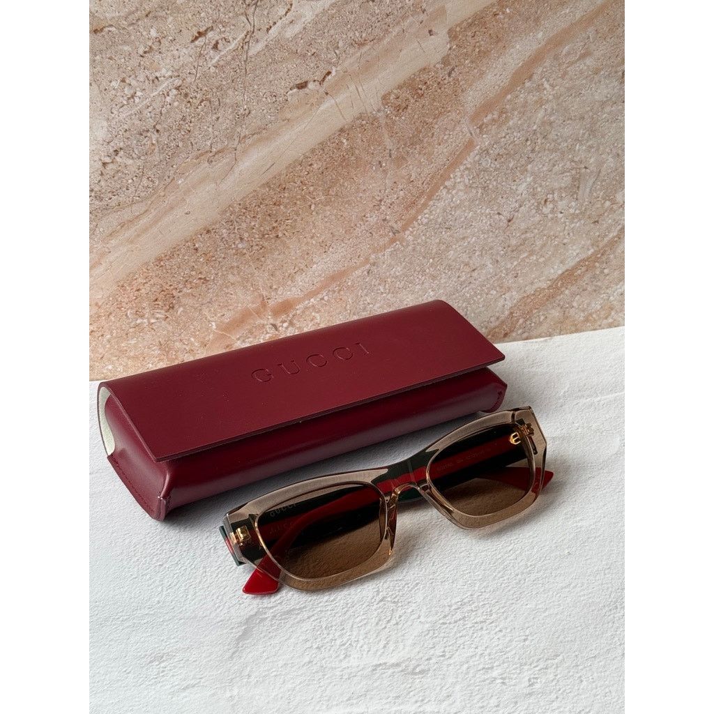Gucci NEW Gucci GG2116S Brown Cat Eye Striped Sunglasses $440 Size ONE SIZE - 2 Thumbnail