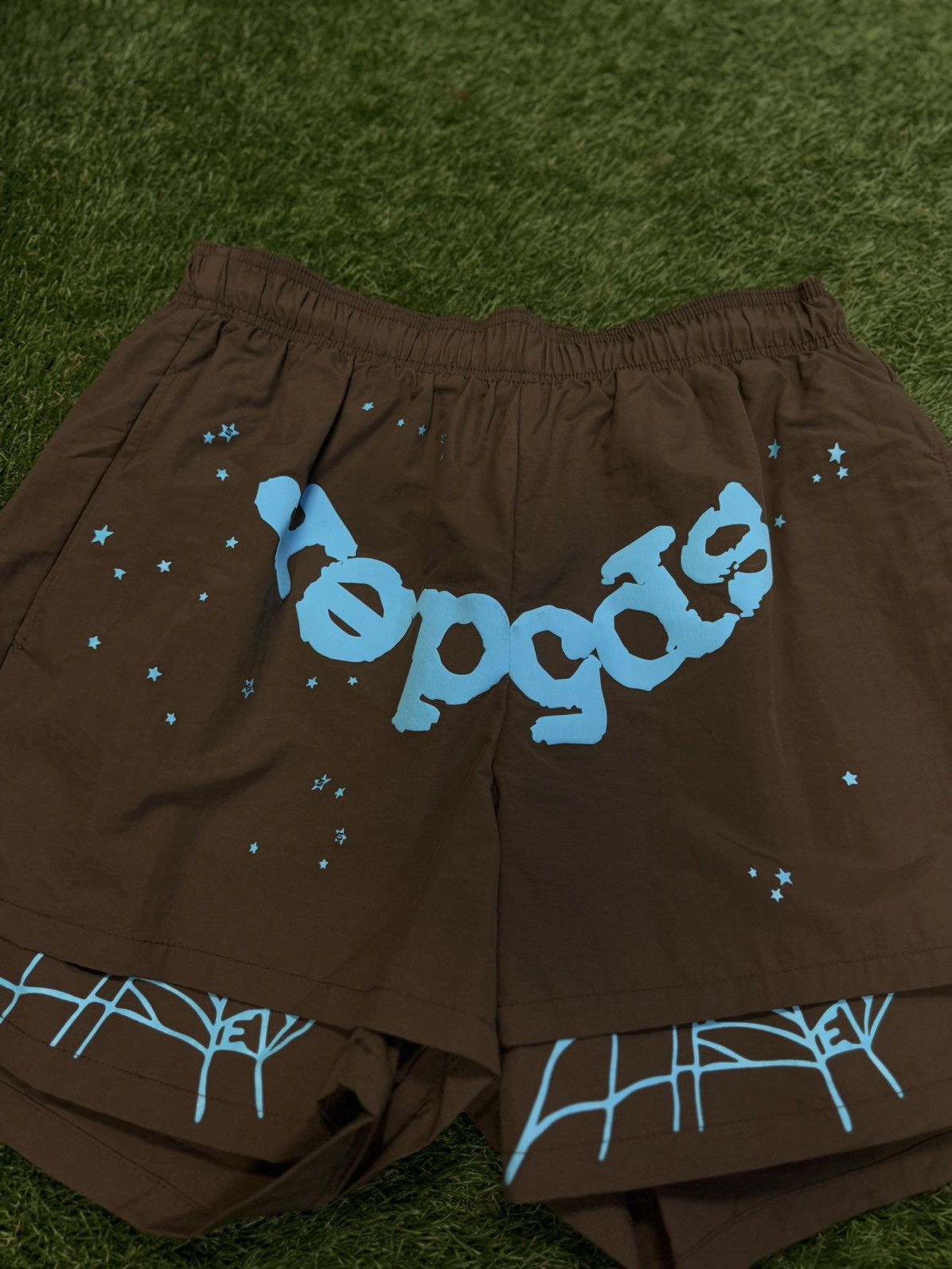 Sp5der Sp5der Double Layer Web Shorts Brown Blue Size S (NEW) Size US 27 - 3 Thumbnail