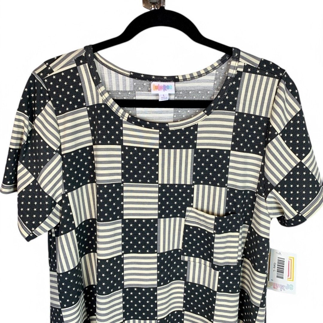 Other LuLaRoe Carly Dress Americana Monochrome Stars and Stripes Size L / US 10 / IT 46 - 10 Thumbnail