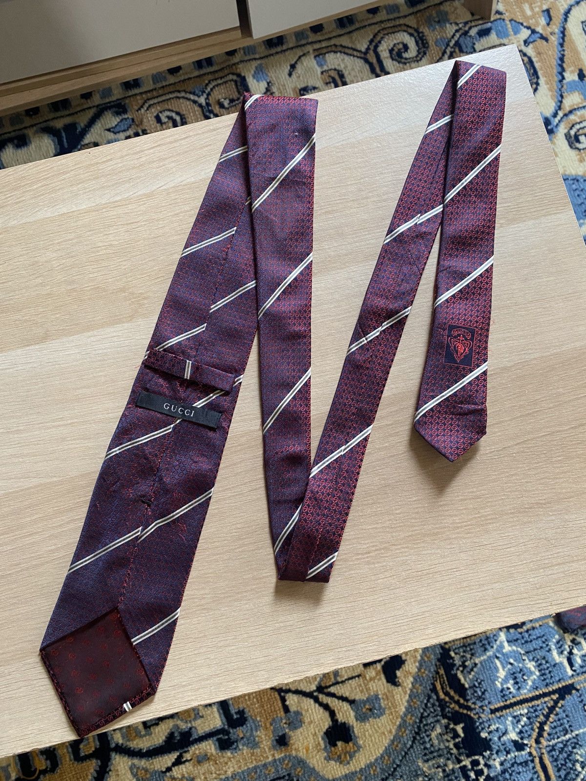 Gucci Gucci Silk Monogram Shimmering Tie Size ONE SIZE - 1 Thumbnail