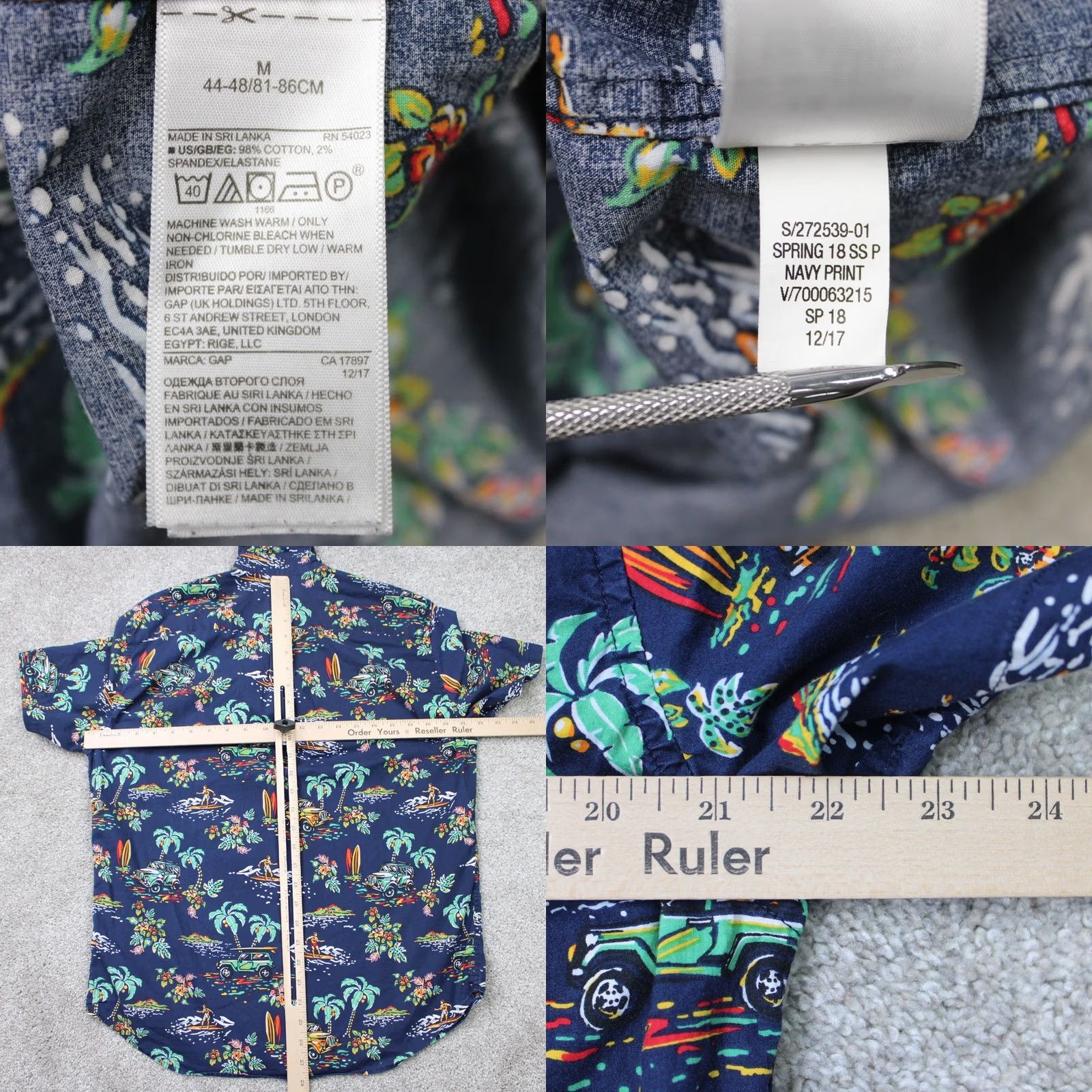 Gap GAP Hawaiian Shirt Mens Medium Blue Floral Short Sleeve Button-Up For Casual Travel Workwear Shirt Mens I/J Size US M / EU 48-50 / 2 - 8 Thumbnail