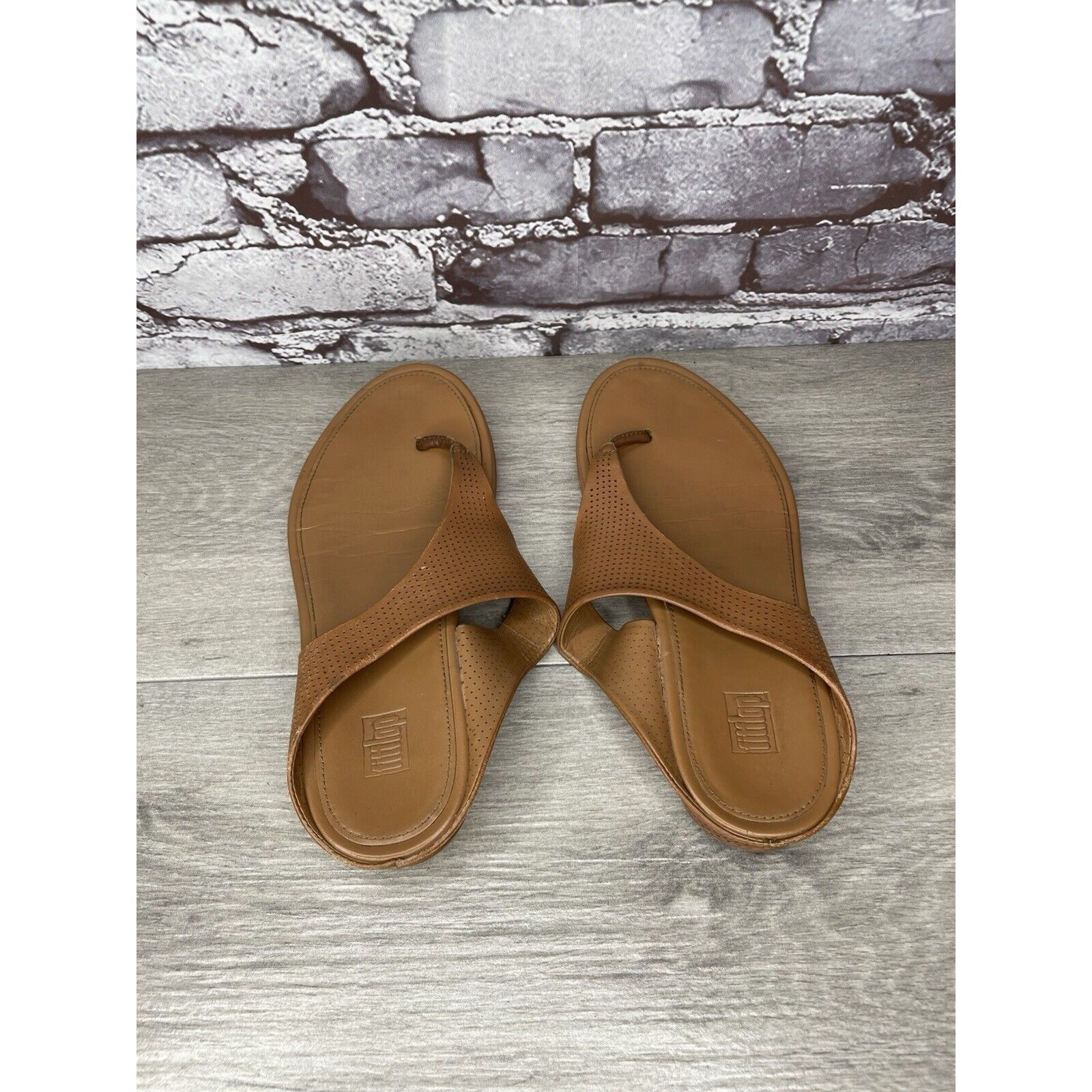 Other FITFLOP V35-592 Brown Leather Flip Flops Wedge Sandals Wome Size US 8 / IT 38 - 5 Thumbnail
