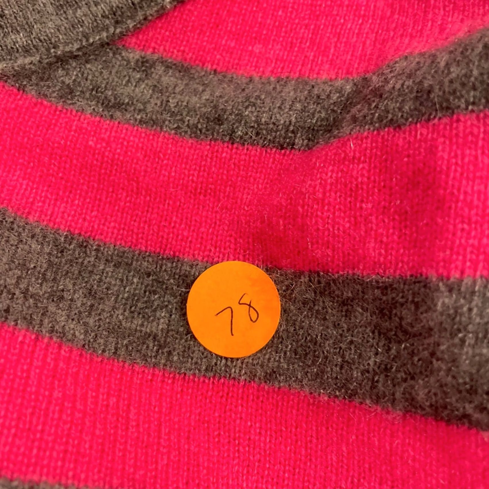 Pinko C. Cashmere Womens Sweater V-Neck Striped Pink Grey Size M 100% Cashmere Size M / US 6-8 / IT 42-44 - 7 Thumbnail