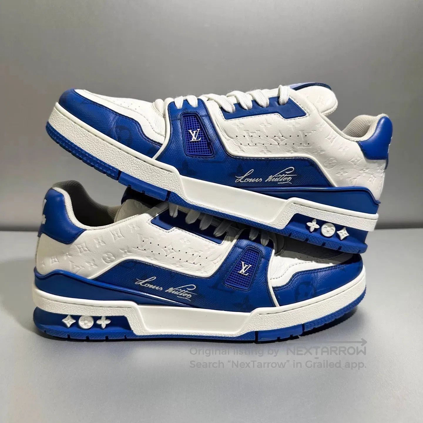 Louis Vuitton Blue and White Low Top Sneakers Size 8.5. Size US 8.5 / EU 41-42 - 3 Thumbnail