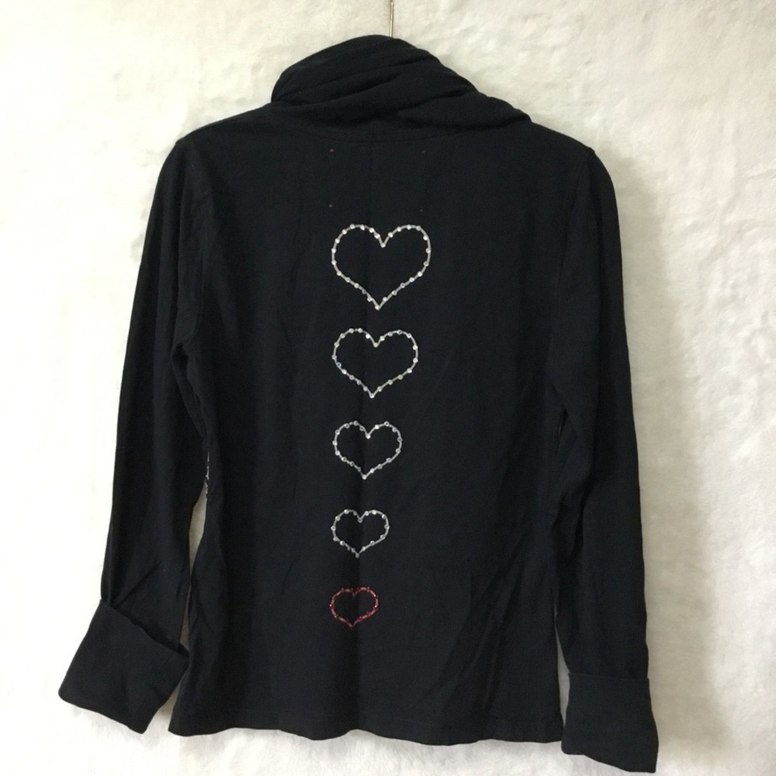 Other Black with Multi-Heart Hoodie Top Size S / US 4 / IT 40 - 9 Thumbnail