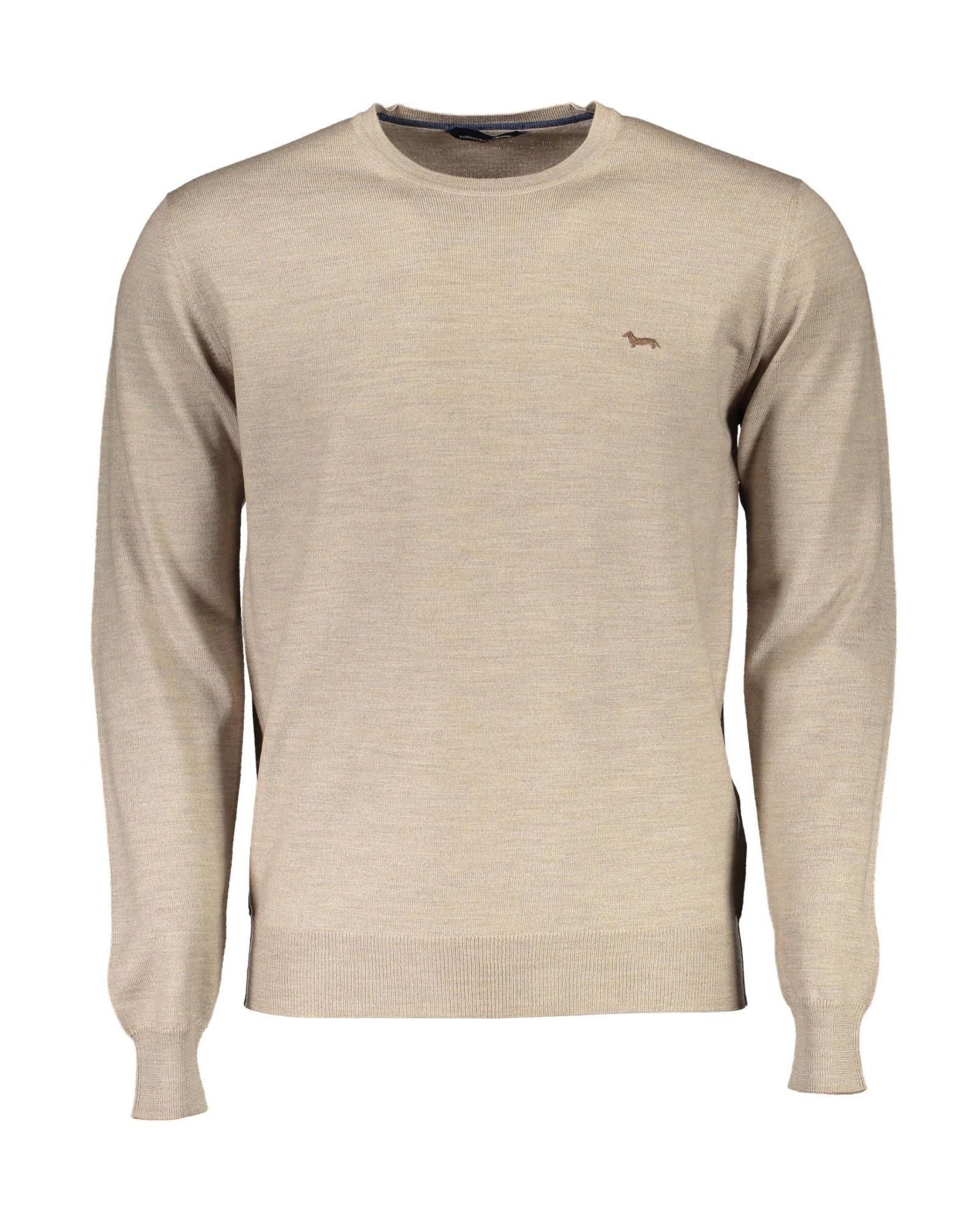 image of Harmont Blaine Embroidered Crew Neck Wool Shirt in Beige, Men's (Size XL)