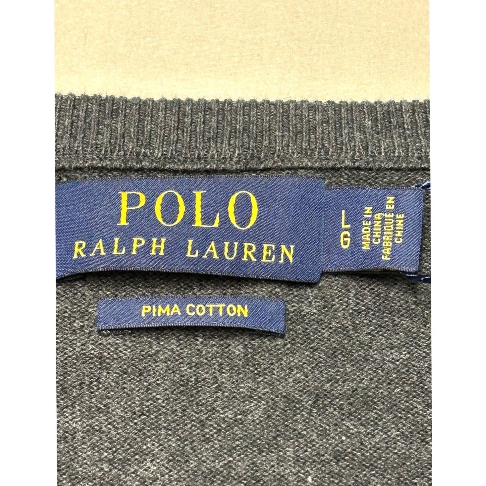 Polo Ralph Lauren Polo Ralph Lauren Mens Sweater V-Neck Gray Purple Pony Large Size US L / EU 52-54 / 3 - 4 Thumbnail