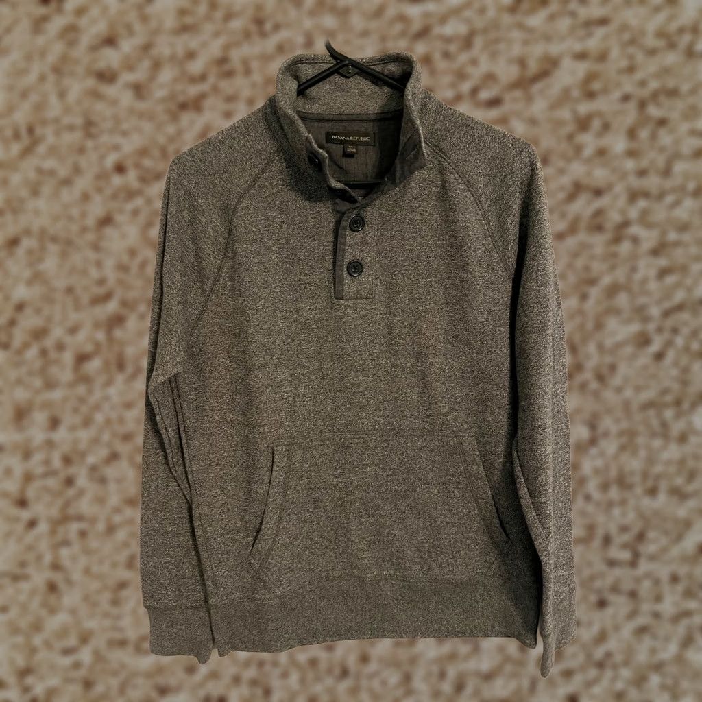 Banana Republic Banana Republic Gray Casual Sweater Pullover Button Up Mock Neck Men's M Size US M / EU 48-50 / 2 - 1 Thumbnail