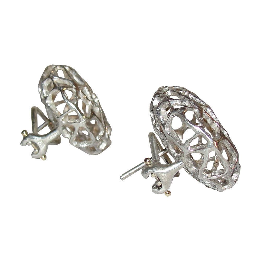 Designer Sterling Abstract Webbed Cut Out Earrings Size ONE SIZE - 3 Thumbnail