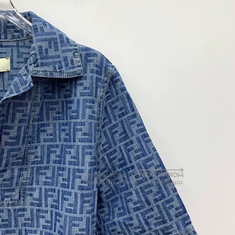 Fendi Fendi Blue Logo Jacquard Full Print Cotton Collar Short Sl Size XS / US 0-2 / IT 36-38 - 3 Thumbnail