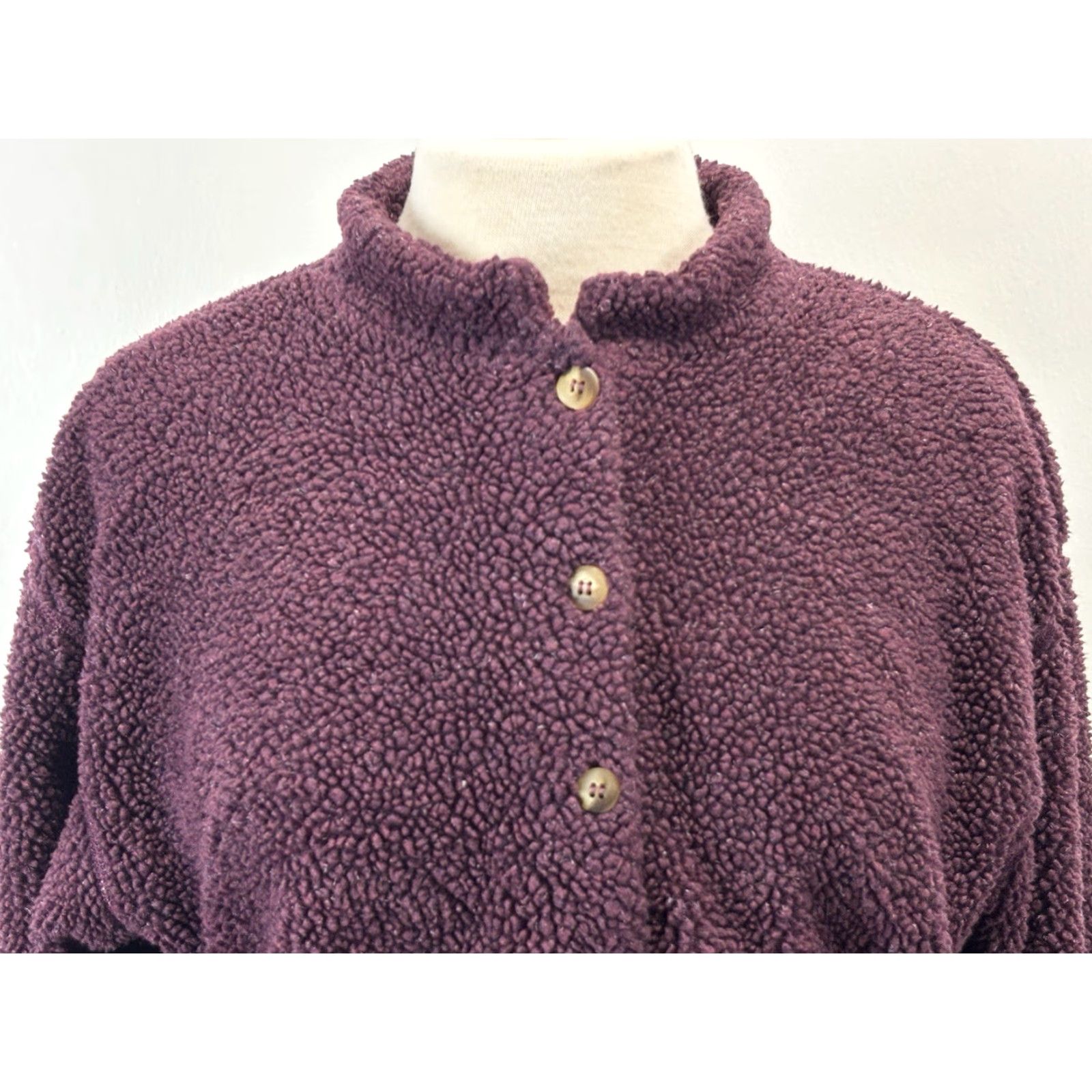 Vintage VINTAGE L.L. Bean Fleece Pullover Sweater Medium Burgundy USA 1/2 Button Womens Size M / US 6-8 / IT 42-44 - 5 Thumbnail