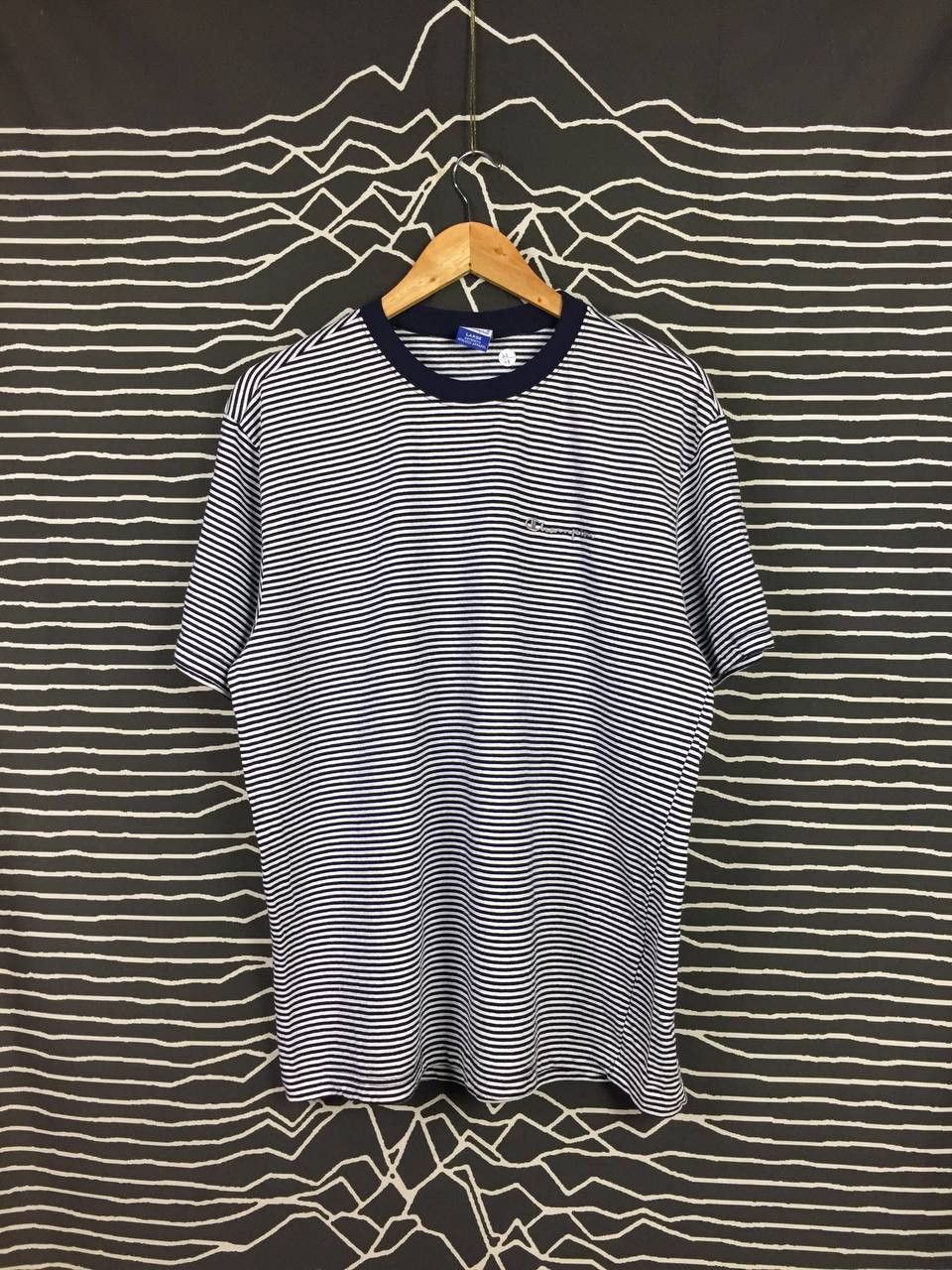 Champion × Vintage Vtg Champion Authentic Athletic Apparel Striped Tee Size US L / EU 52-54 / 3 - 1 Thumbnail