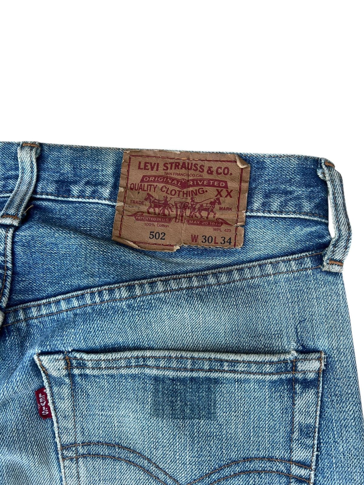Levi's 1993 Levi’s 502 XX Big E Fade Aging Mud Denim Selvedge Jeans Size US 30 / EU 46 - 20 Thumbnail