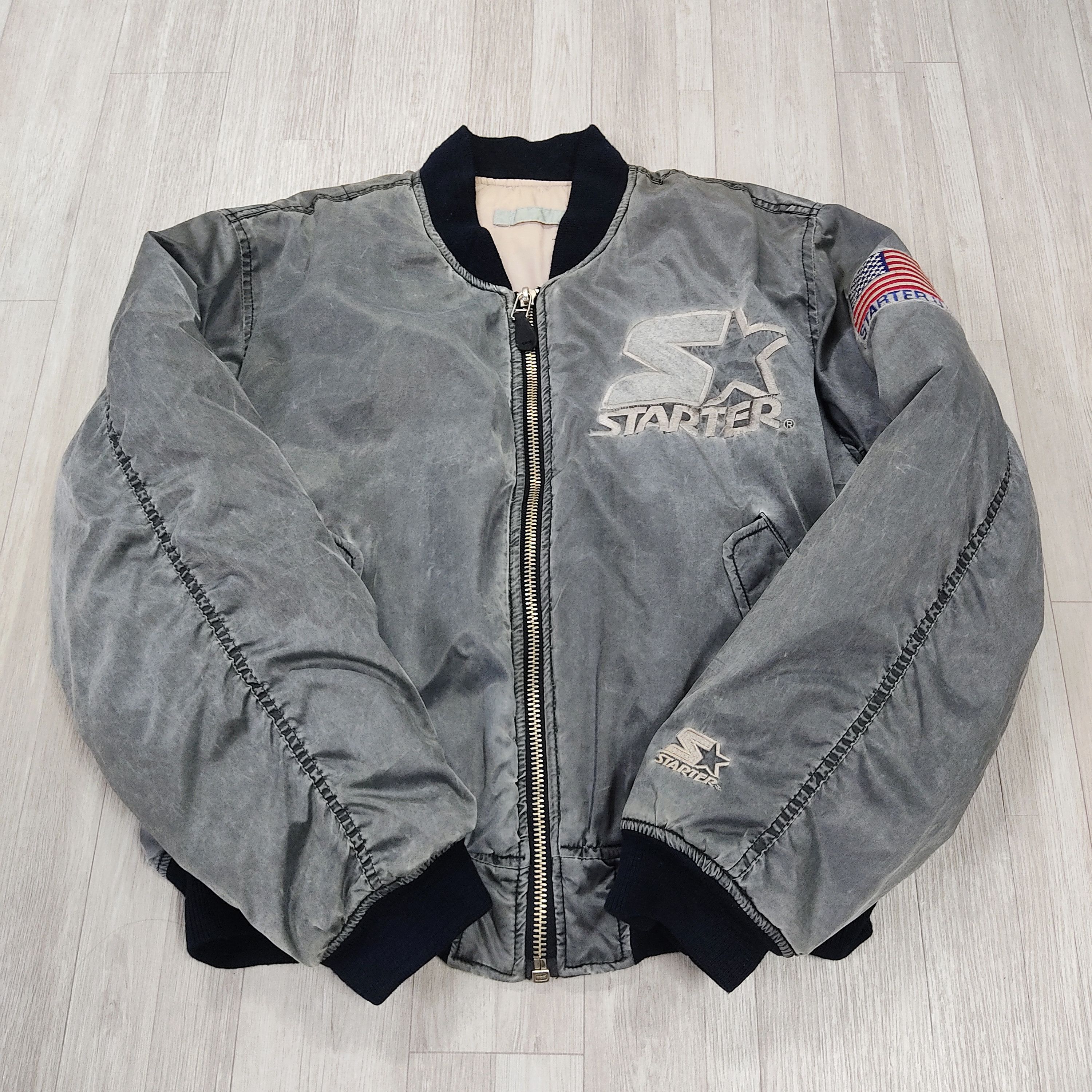 Starter Vintage Faded Grey Starter USA Bomber Jacket Size US L / EU 52-54 / 3 - 5 Thumbnail