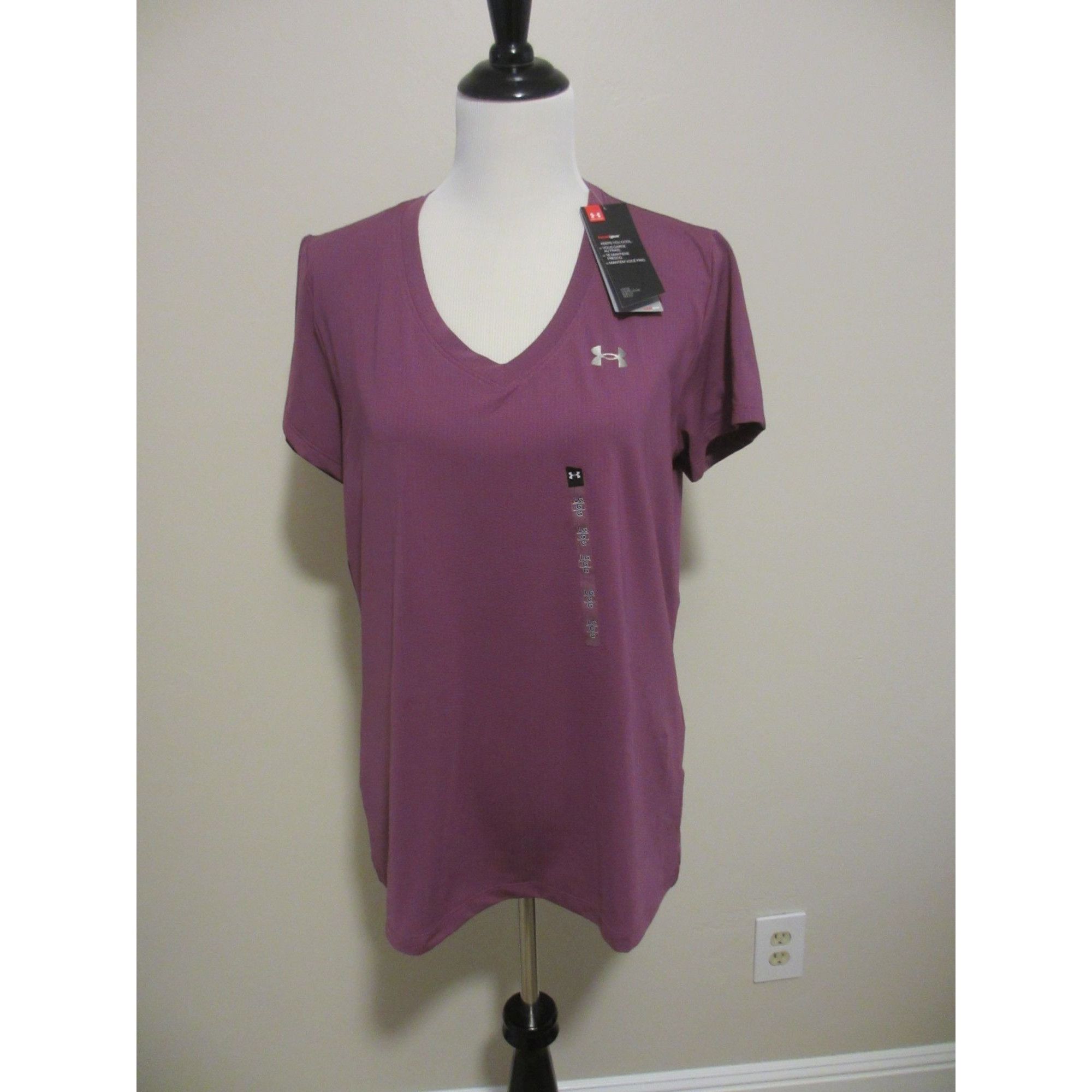 Under Armour Under Armour HeatGear Loose Fit Purple V-Neck Short Sleeve W Size L / US 10 / IT 46 - 1 Thumbnail