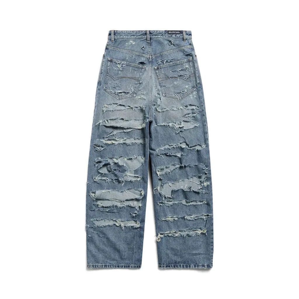 Balenciaga o1w1db10525 Super Destroyed Baggy Jeans Pant in Blue Size US 32 / EU 48 - 2 Thumbnail