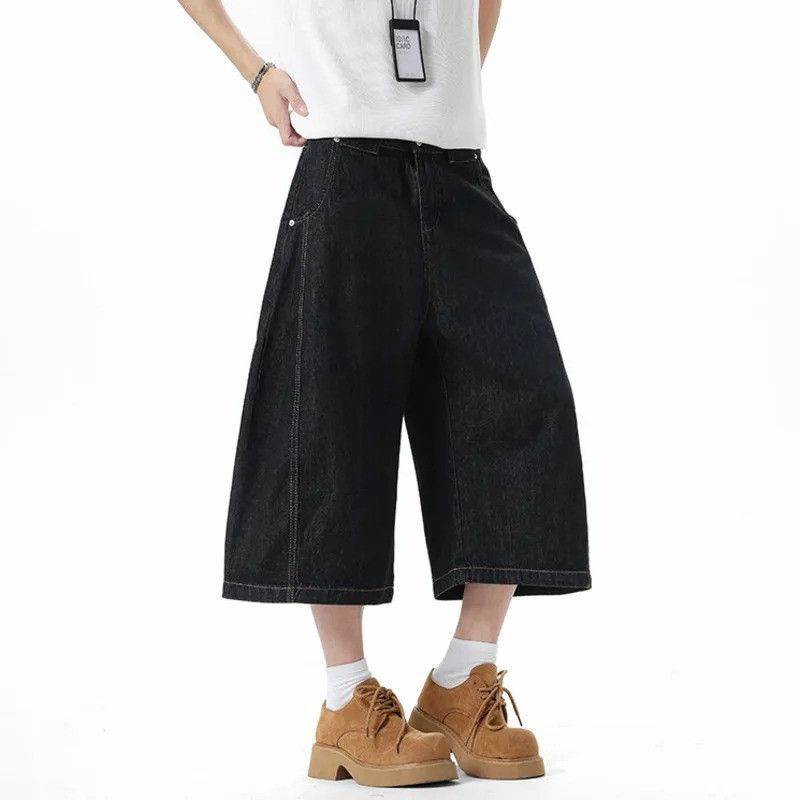 Jean Solid Color Denim Shorts Men Straight Baggy Fit Size US 34 / EU 50 - 4 Thumbnail