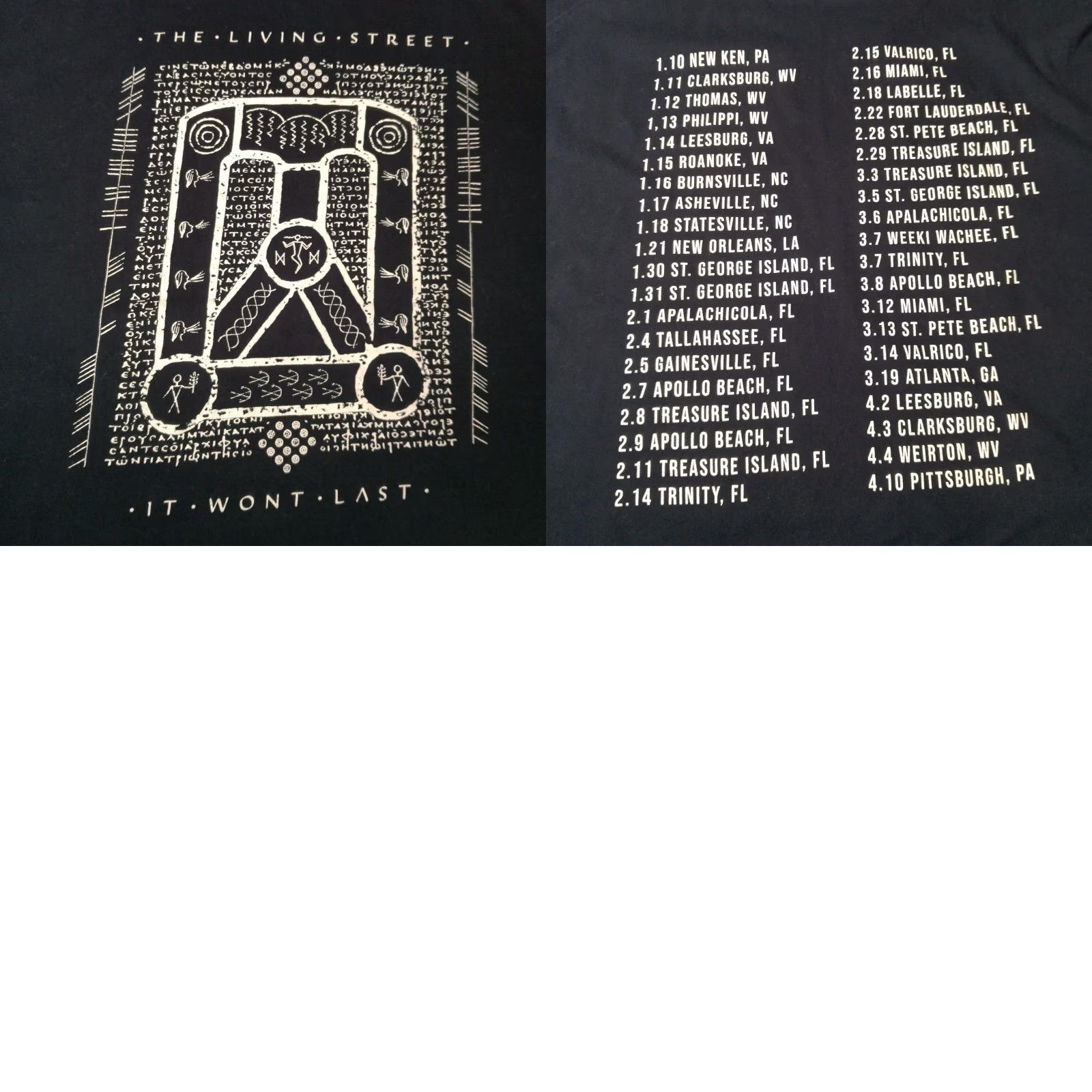 Gildan VINTAGE The Living Street Band Tour T Shirt Main Band, Shirt, Adult, 2XL, Black, Music, Tour, It Won't Last, The Living Street, 90s Concert, Mens Size US XXL / EU 58 / 5 - 8 Thumbnail