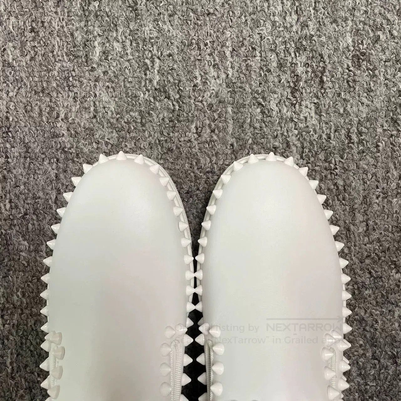 Christian Louboutin Christian Louboutin White Spiked Loafers. Size US 4.5 / IT 34.5 - 3 Thumbnail