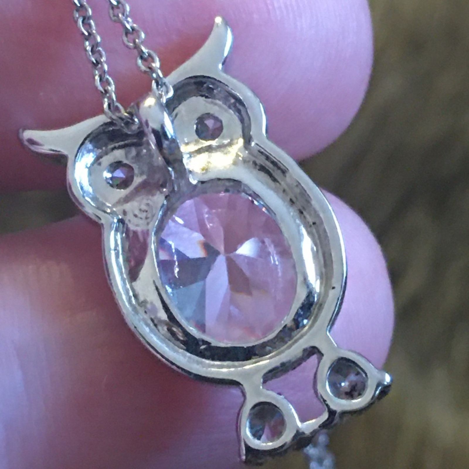 Jewelry Faceted stone owl pendant on silver plated chain Size ONE SIZE - 7 Thumbnail
