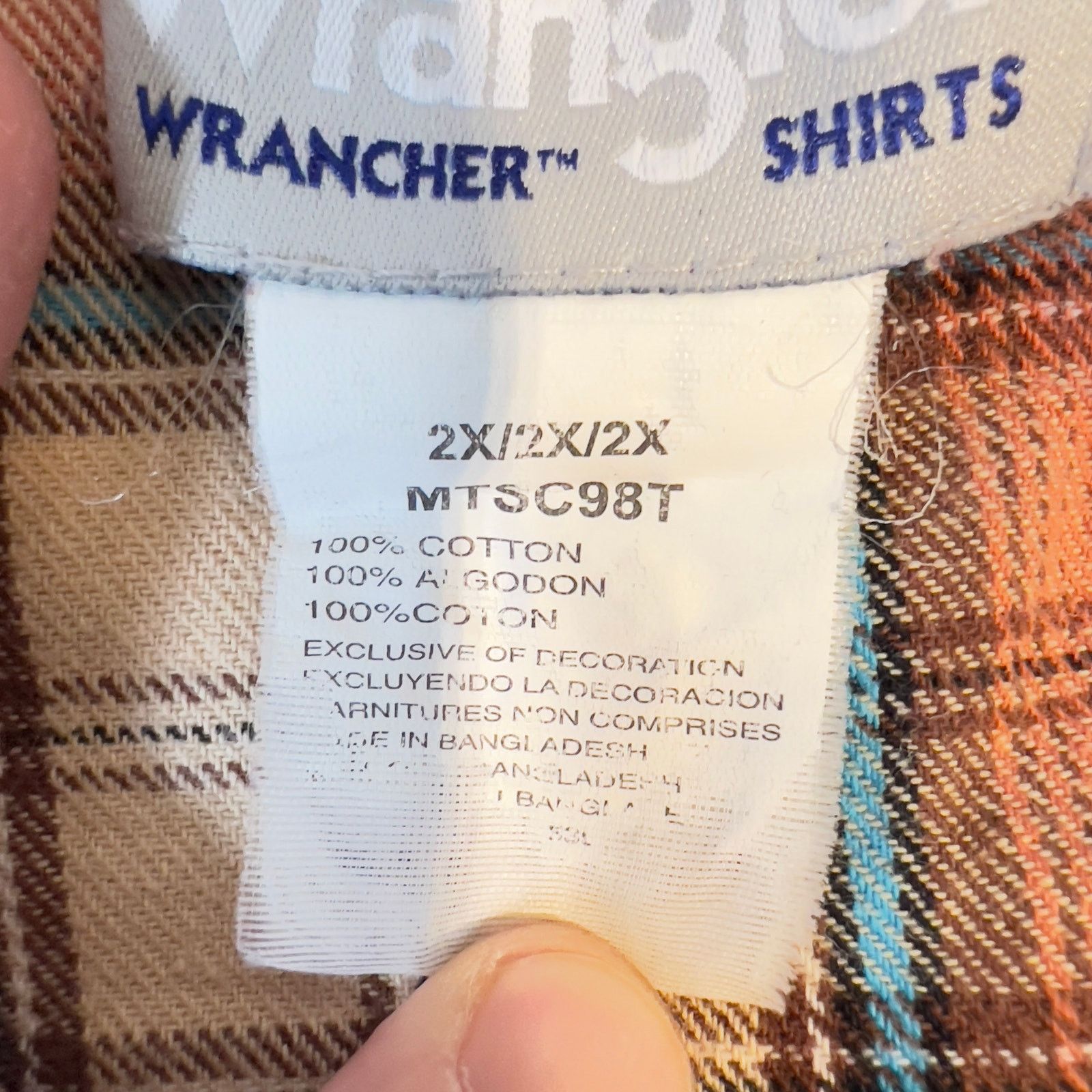 Wrangler Wrangler Wrancher Flannel Shirt Men XXL Pearl Snap Brick-Red Size US XXL / EU 58 / 5 - 2 Thumbnail