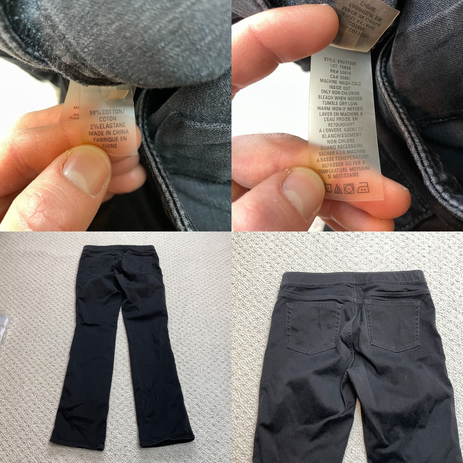 Vintage Elie Tahari Jeans Womens Straight Leg Black Stretch Pockets Solid 31x31.5 Size 24" / US 00 / IT 34 - 8 Thumbnail