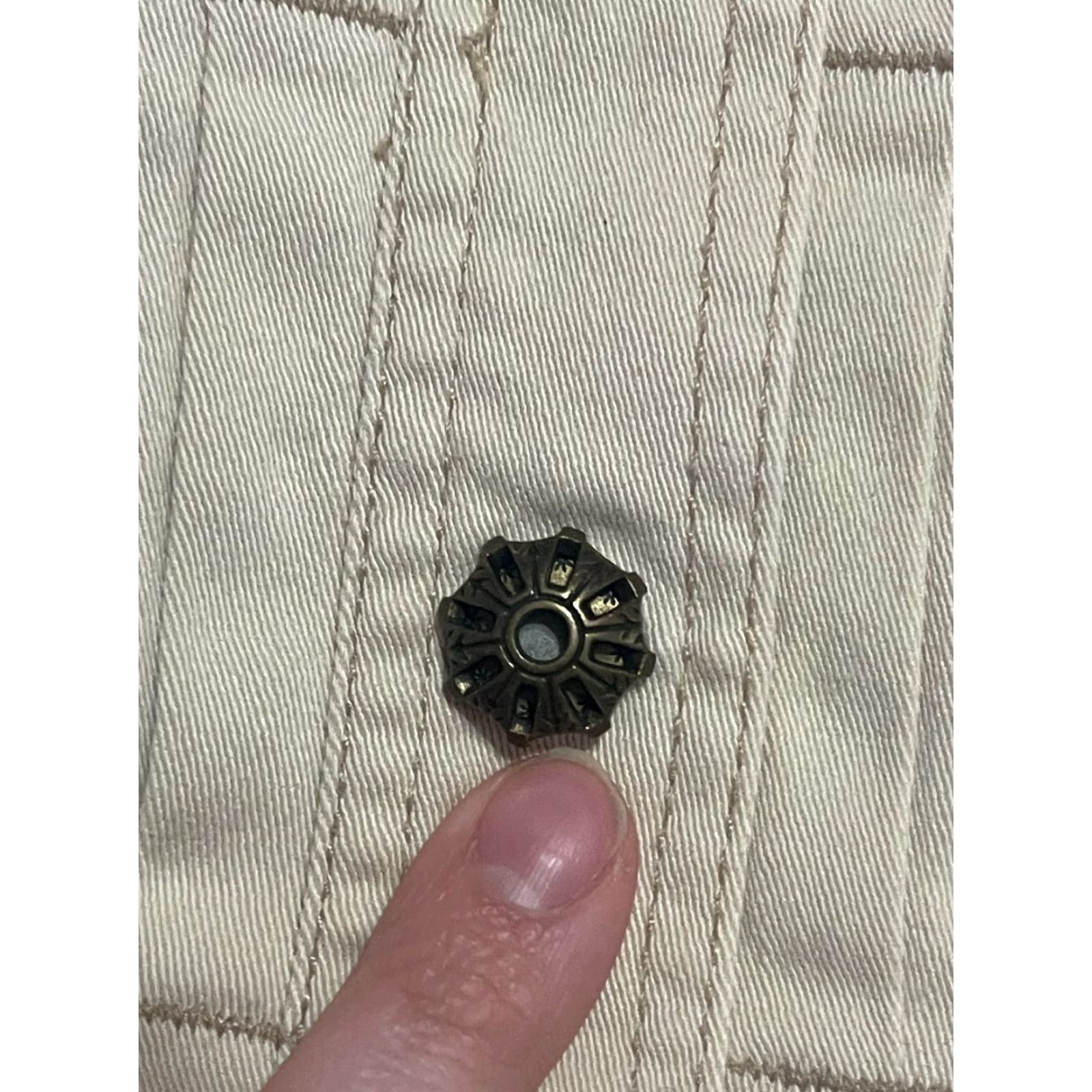 Olive Live a Little Jacket Womens Size Medium White Button Up Jean Jacket Pockets Street Casual Travel N/A Size 32" / US 10 / IT 46 - 5 Thumbnail