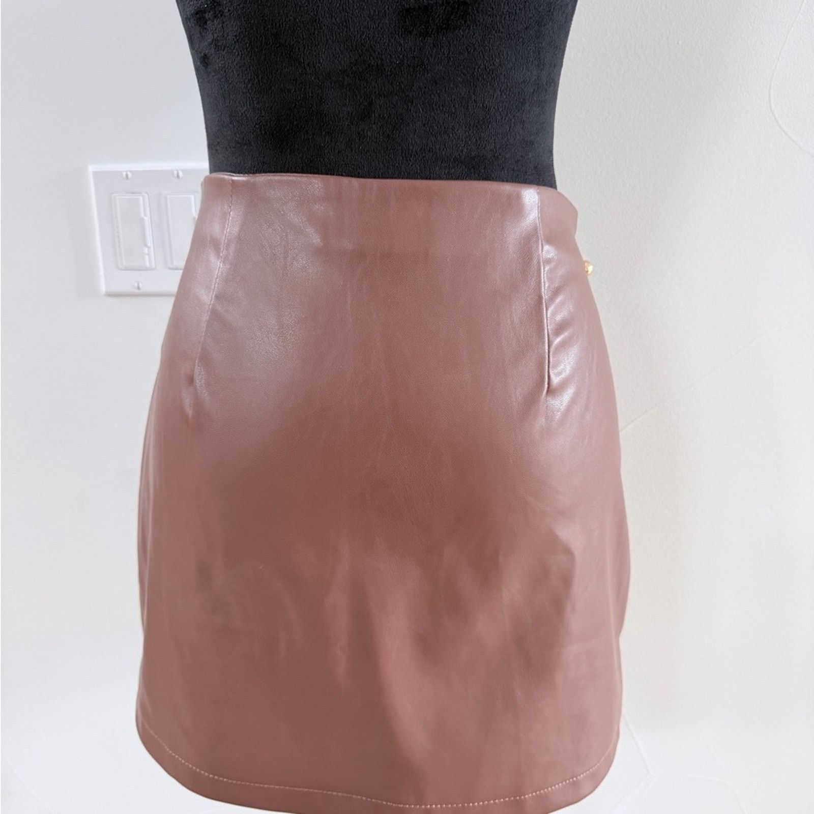 Other New Y2K Brown Faux Leather Mini Skirt size S Size 27" / US 4 / IT 40 - 14 Thumbnail