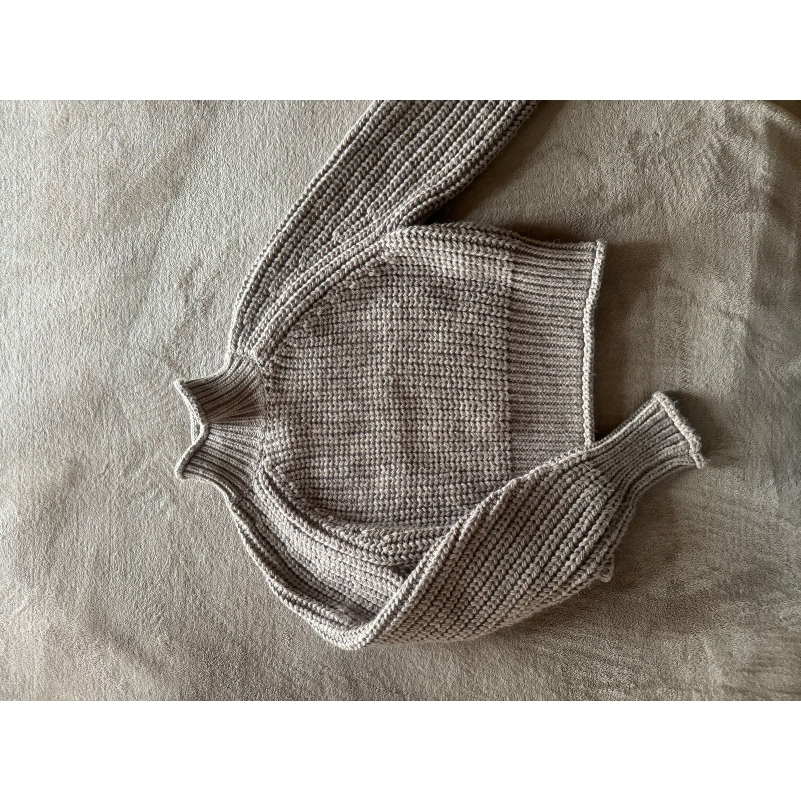 H&M Ribbed Knit Sweater Neutral Taupe/Beige Soft Casual Pullover Size S / US 4 / IT 40 - 5 Thumbnail