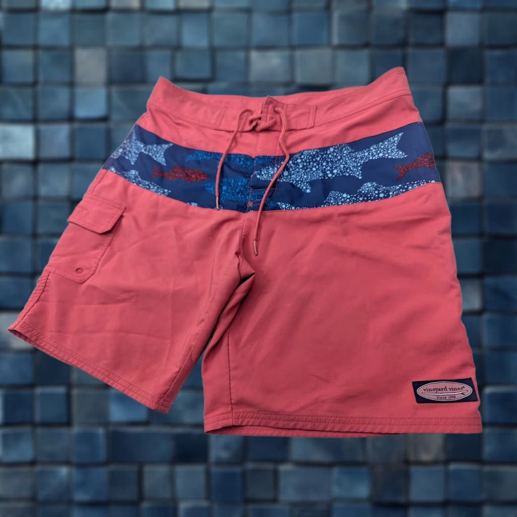 Vineyard Vines Vineyard Vines Board Shorts Mens 32 Blue Pink Salmon Fish Fishing Swim Trunks Size US 32 / EU 48 - 1 Thumbnail