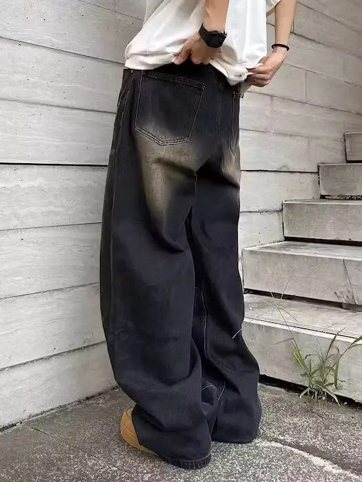 Japanese Brand VIBE Street hip hop ripple texture retro straight jeans Size US 34 / EU 50 - 4 Thumbnail