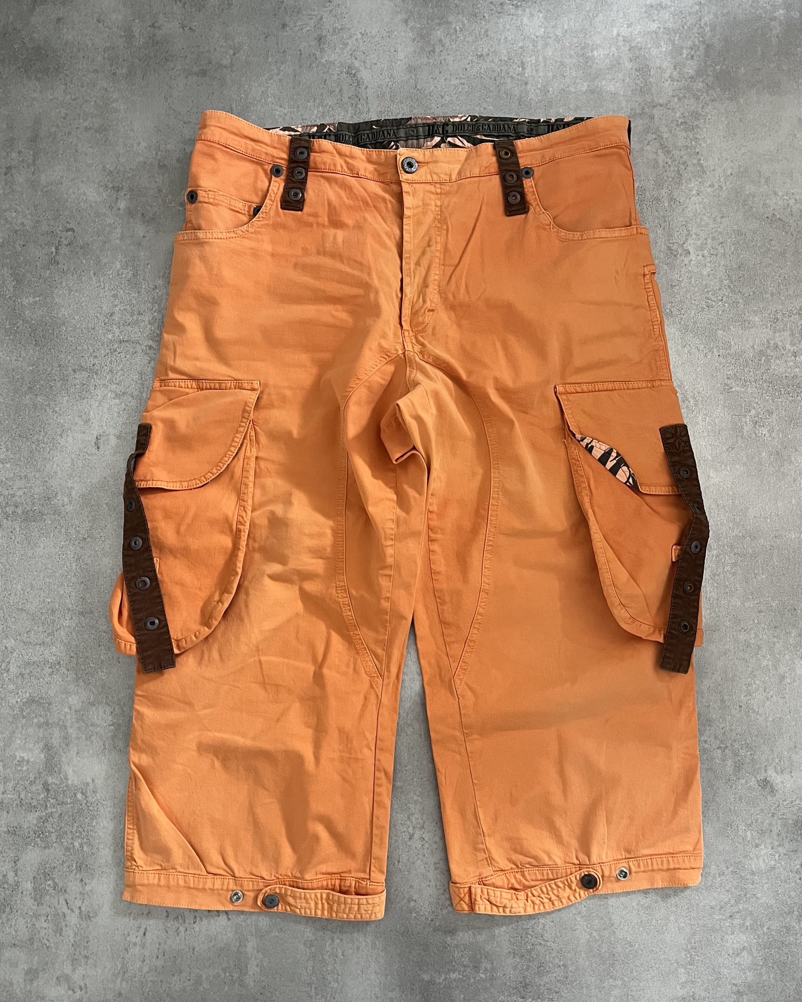 image of Archival Clothing x Dolce Gabbana Ss2004 Dolce & Gabbana Orange Parachute Shorts, Men's (Size 36)