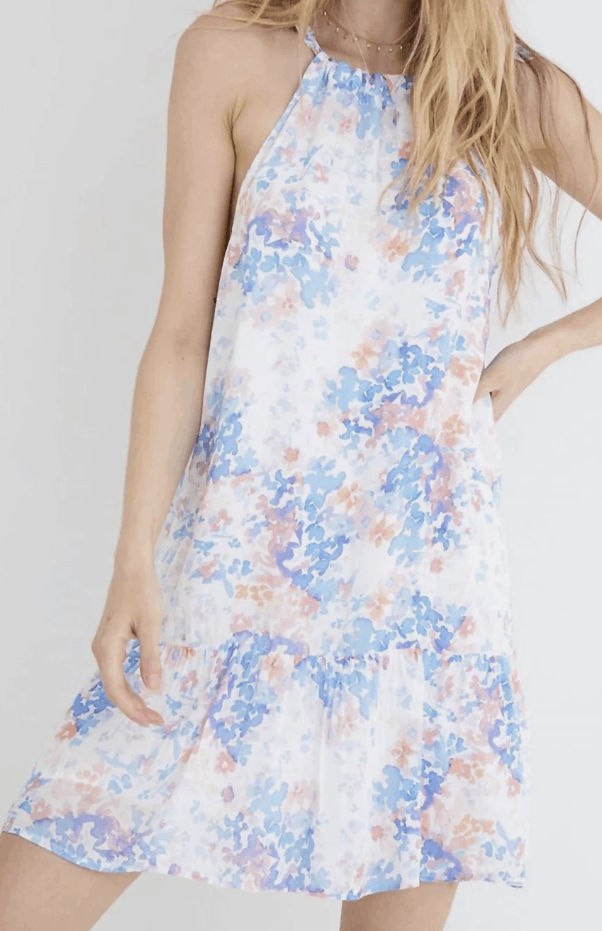 Cloth & Stone Tie Front Halter Dress Painterly Floral ( S ) -  www.internsetu.com