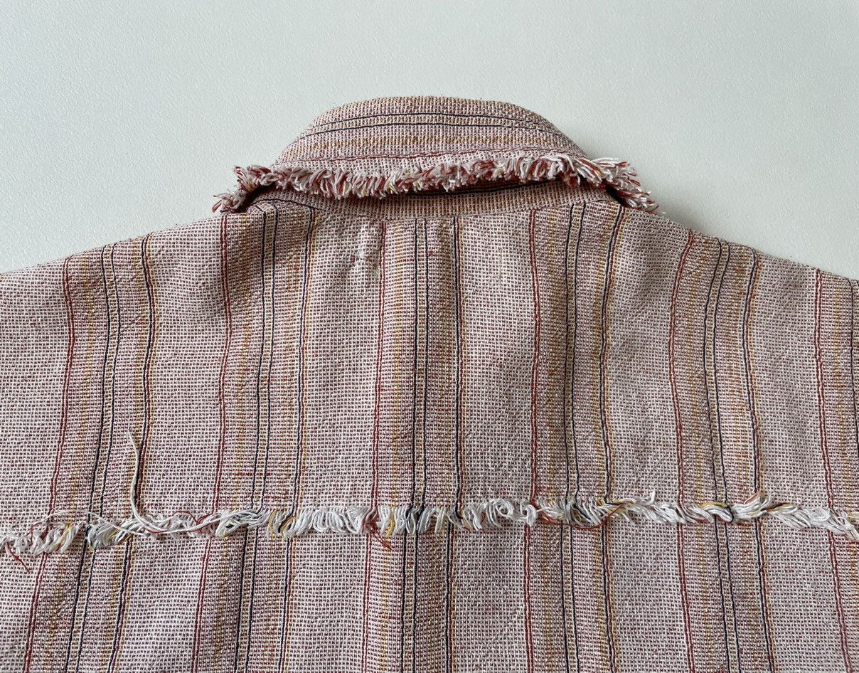 Giorgio Armani 1980s Sample Raw Edge Striped Linen Shirt Size US M / EU 48-50 / 2 - 15 Thumbnail