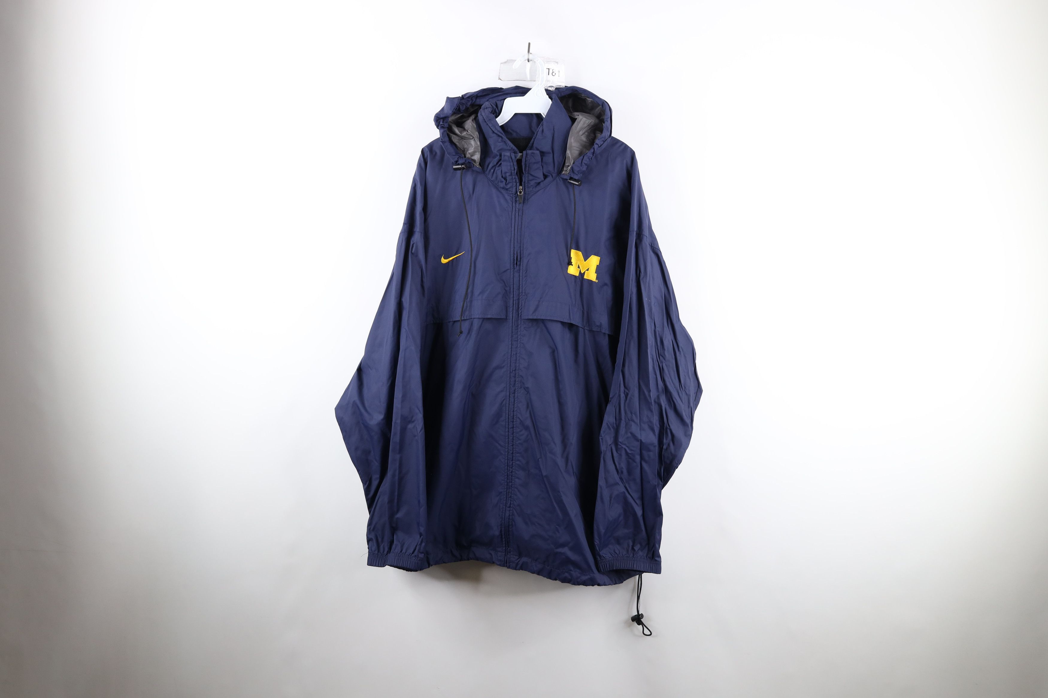 image of Nike University Of Michigan Football Rain Jacket in Blue, Men's (Size 2XL)