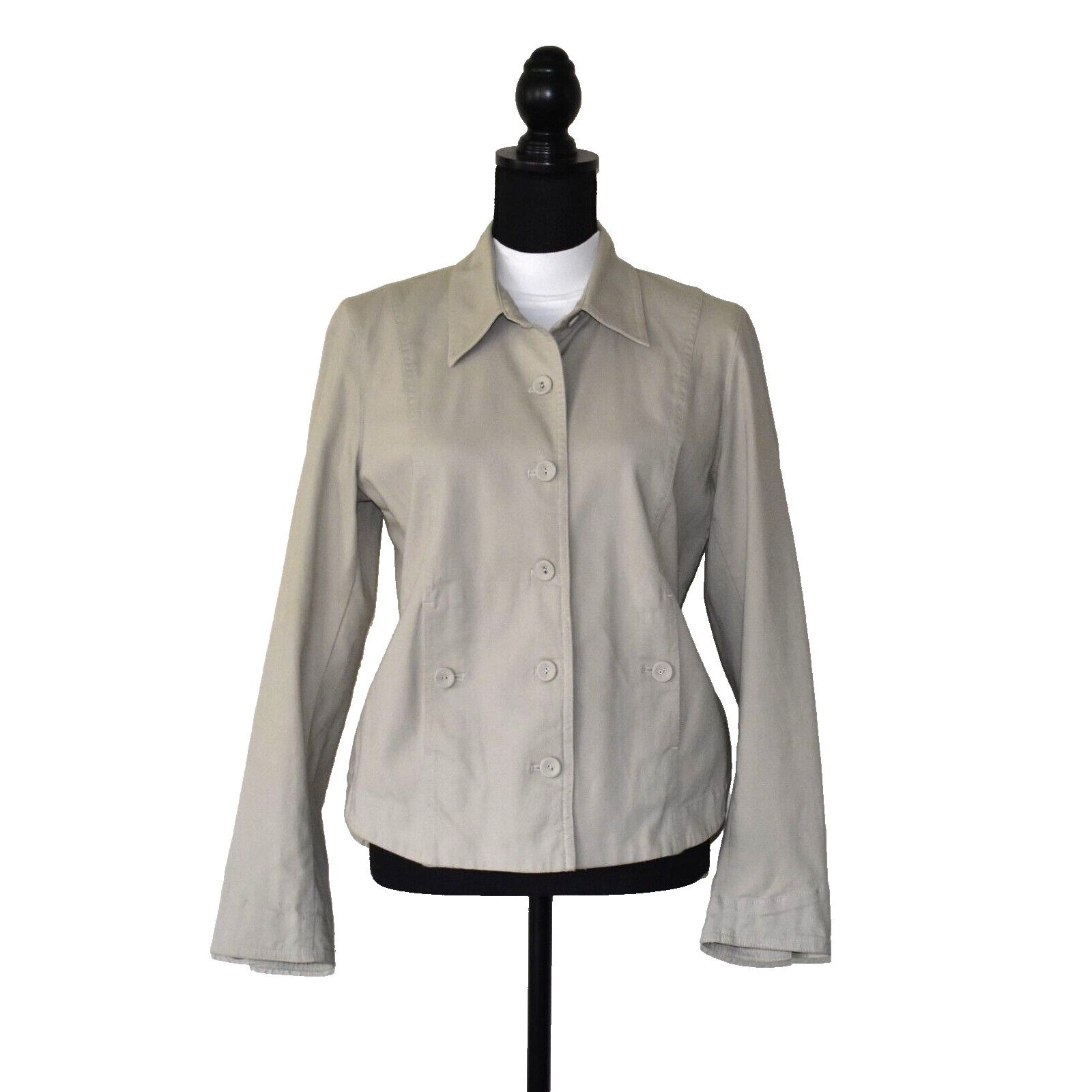 Eileen Fisher NEW EILEEN FISHER Sand Cotton Pockets Button Front Jacket S Size S / US 4 / IT 40 - 1 Thumbnail