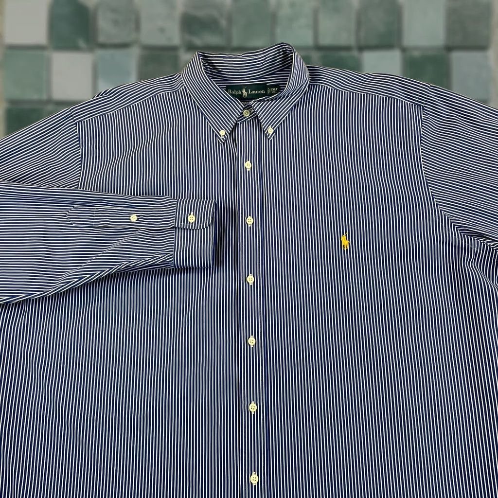 Polo Ralph Lauren Polo Ralph Lauren Shirt Men 2XLT Blue Striped Classic Oxford Button-Up Short Sleeve Dress Shirt Size US XXL / EU 58 / 5 - 1 Thumbnail