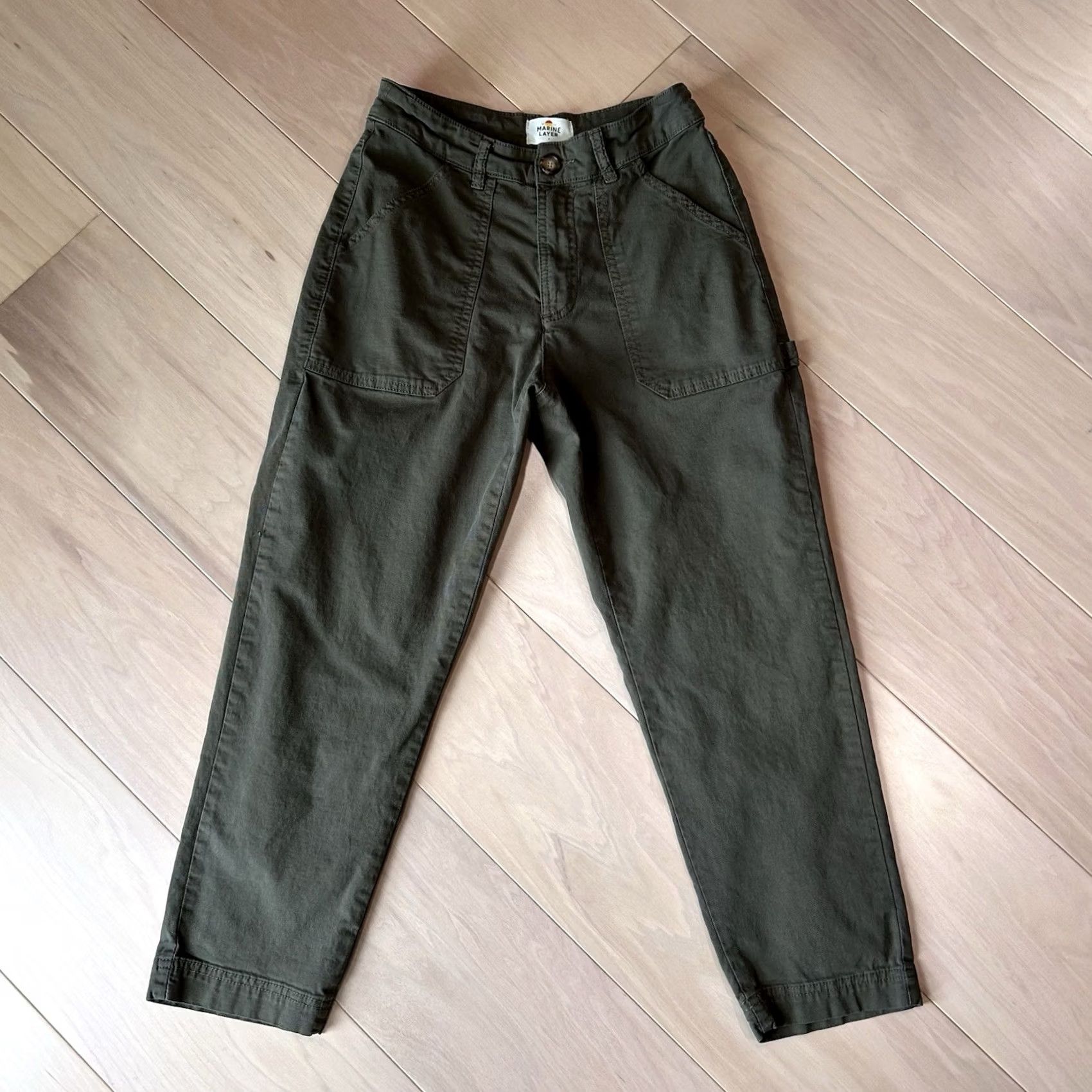 Marine Layer VINTAGE? No — Marine Layer Thermal Military Pant Maya Straight Olive Women’s 4 Pants Regular Green 4 inseam 24 in City Casual Workwear Urban Fashion Size 27" / US 4 / IT 40 - 2 Thumbnail