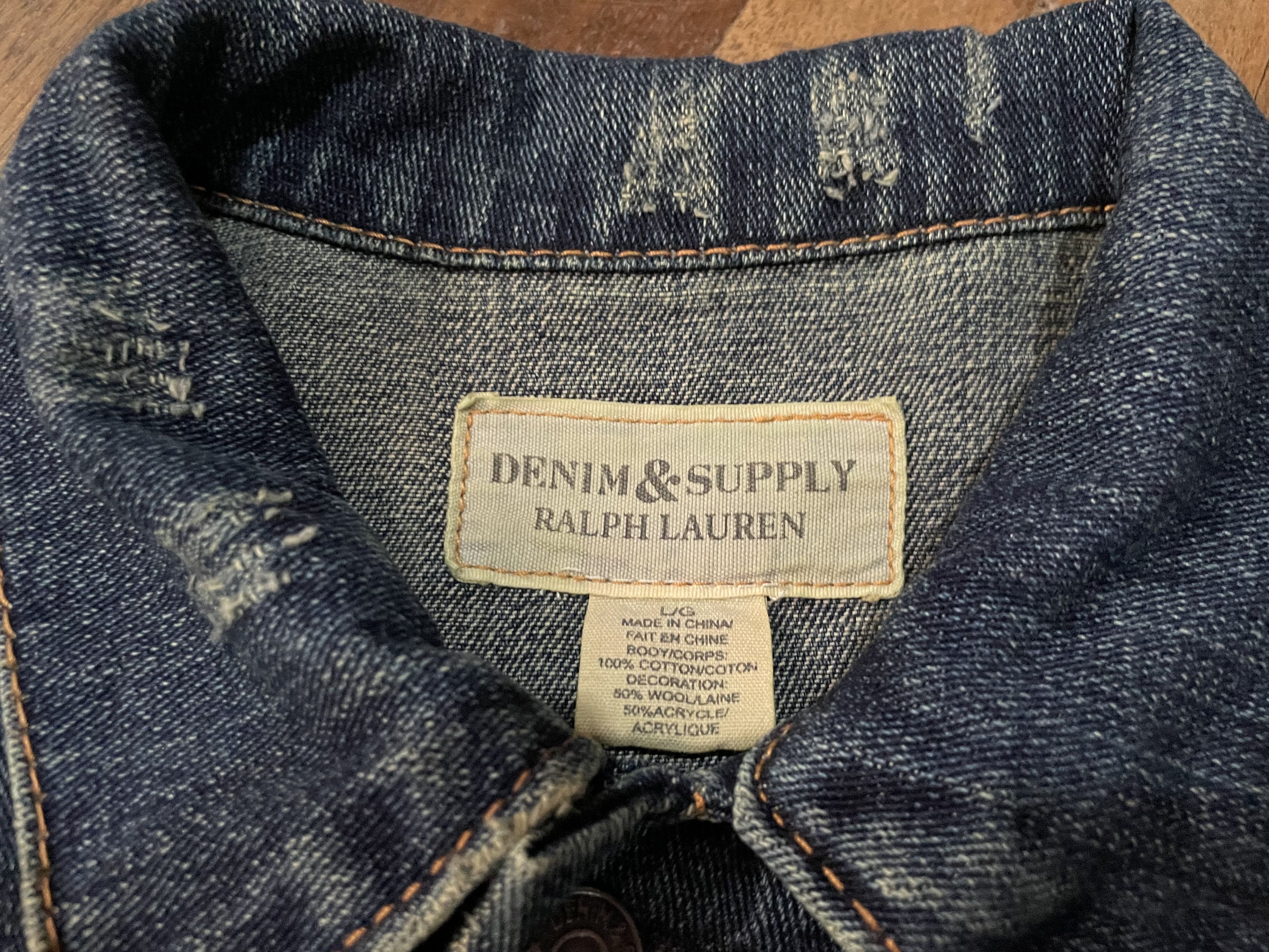 Denim & Supply Ralph Lauren Denim Trucker Jacket - American Flag Damage Patch Size US L / EU 52-54 / 3 - 6 Thumbnail