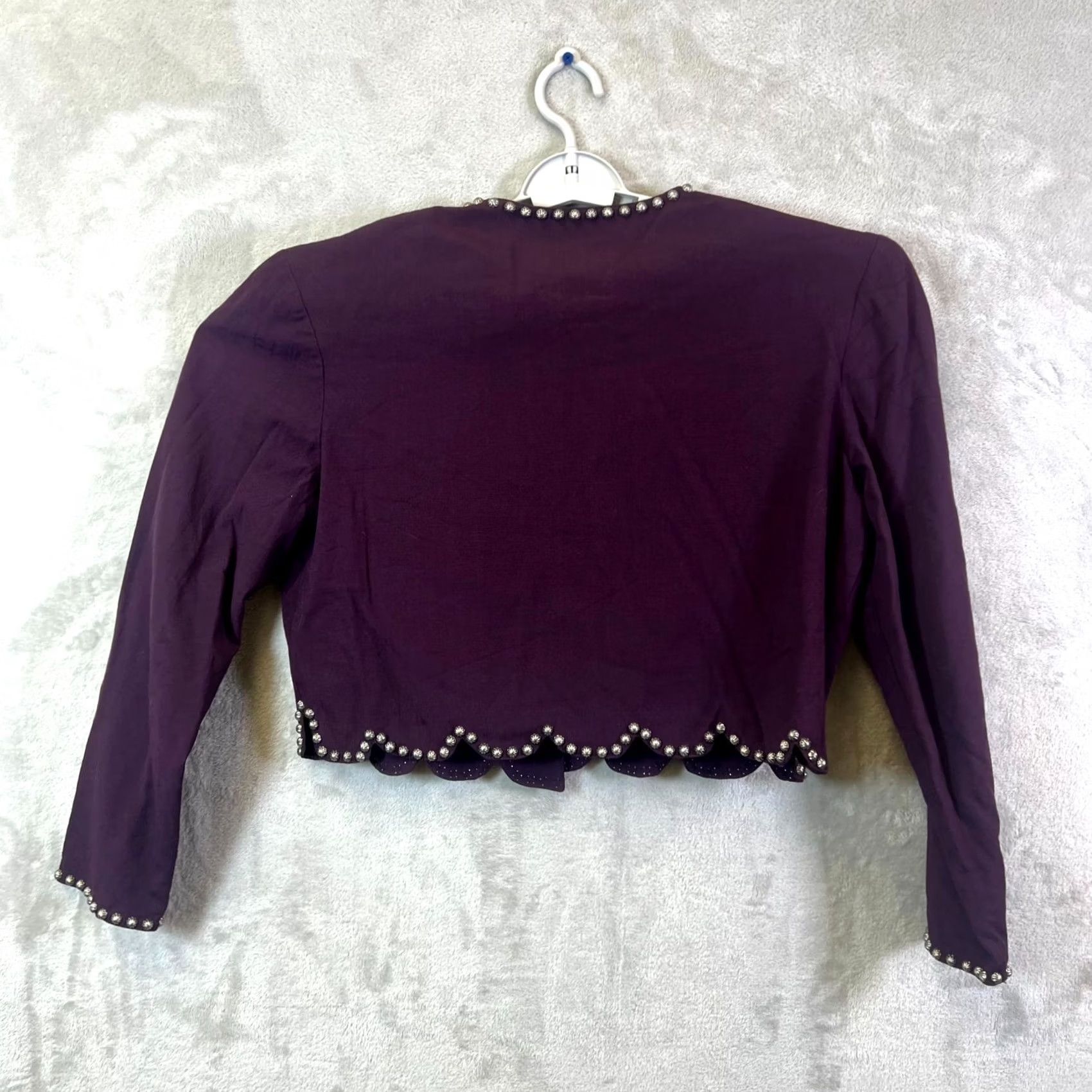 Doublet Double D Ranch Jacket Women S Purple Rayon Cropped Studded Scalloped Hem Western Jacket Size S / US 4 / IT 40 - 7 Thumbnail